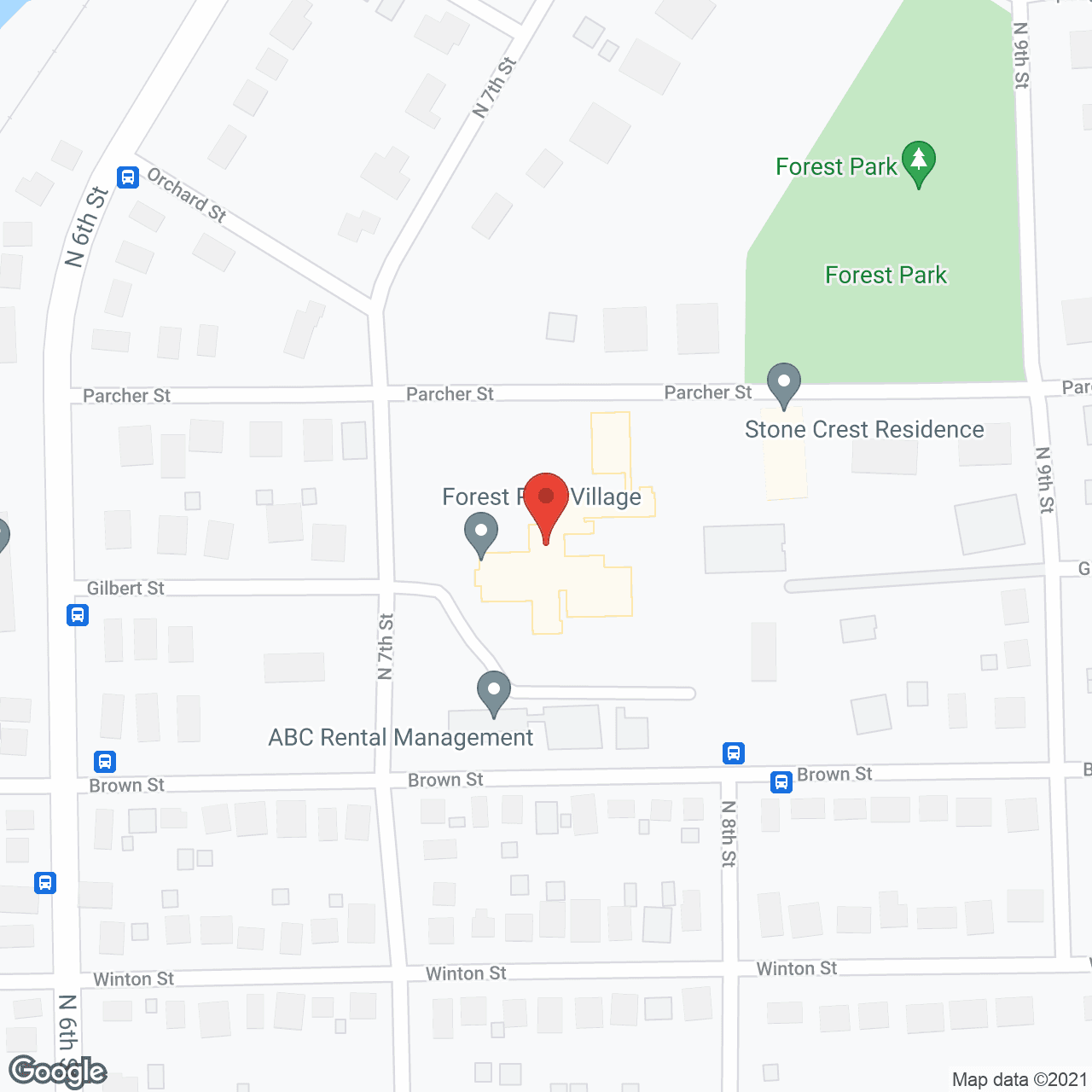 Map of the neighborhood around Forest Park Village