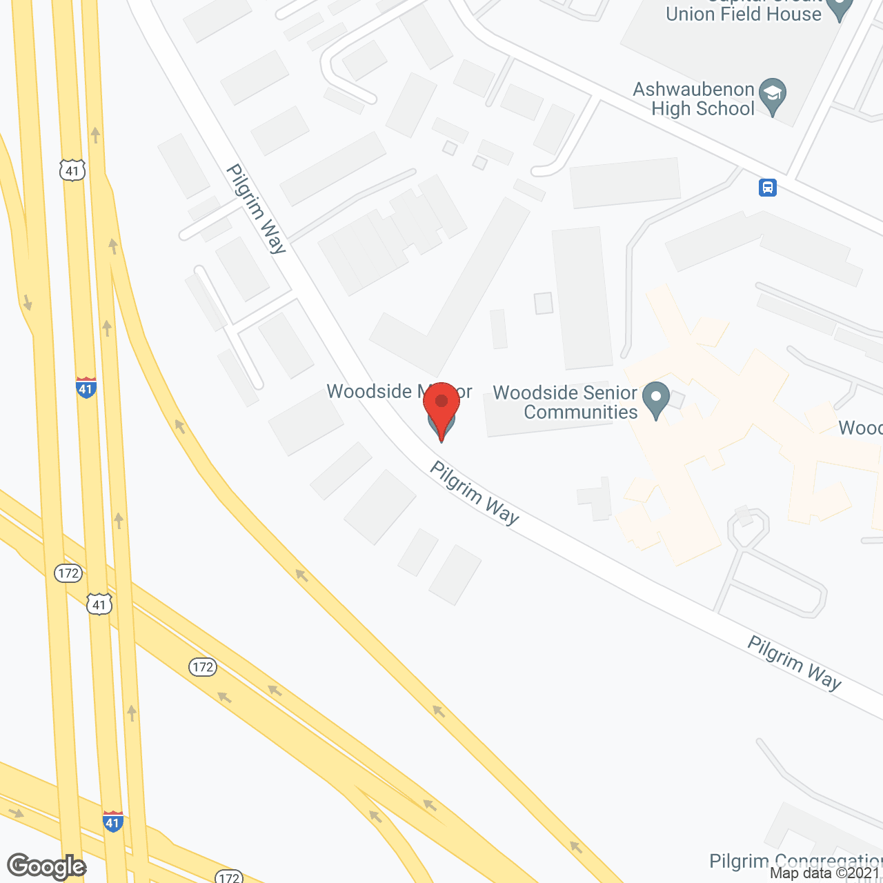 Map of the neighborhood around Woodside Manor
