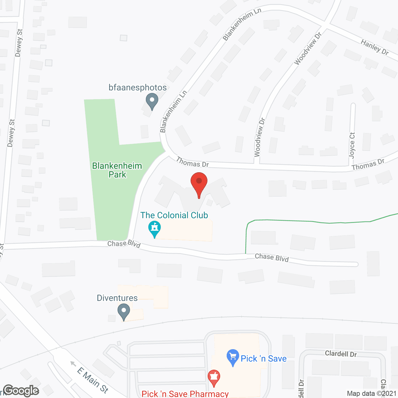 Map of the neighborhood around Colonial View Apartments