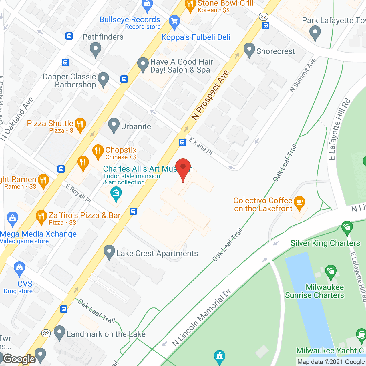 Map of the neighborhood around Saint John's On The Lake