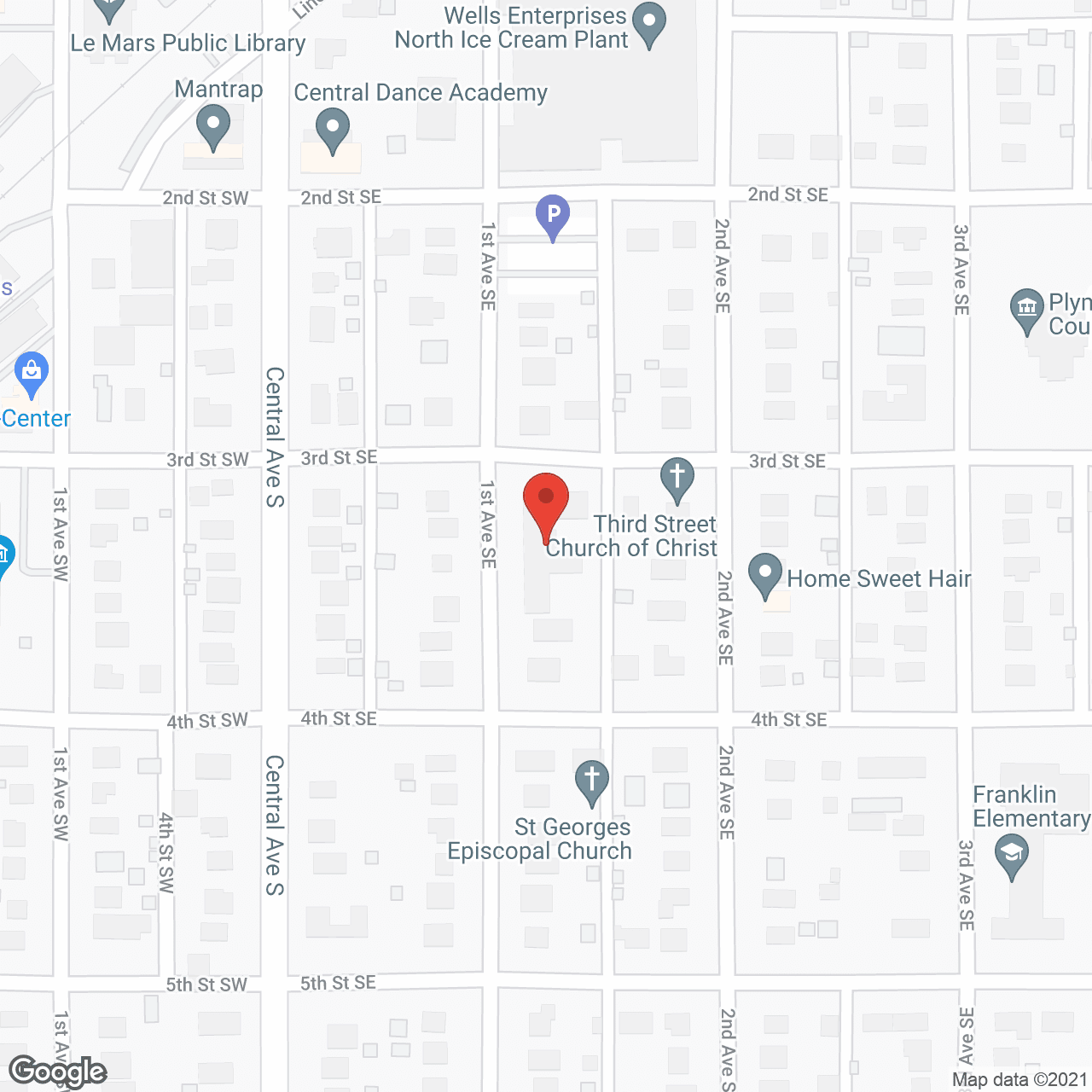 Map of the neighborhood around Abbey of Le Mars
