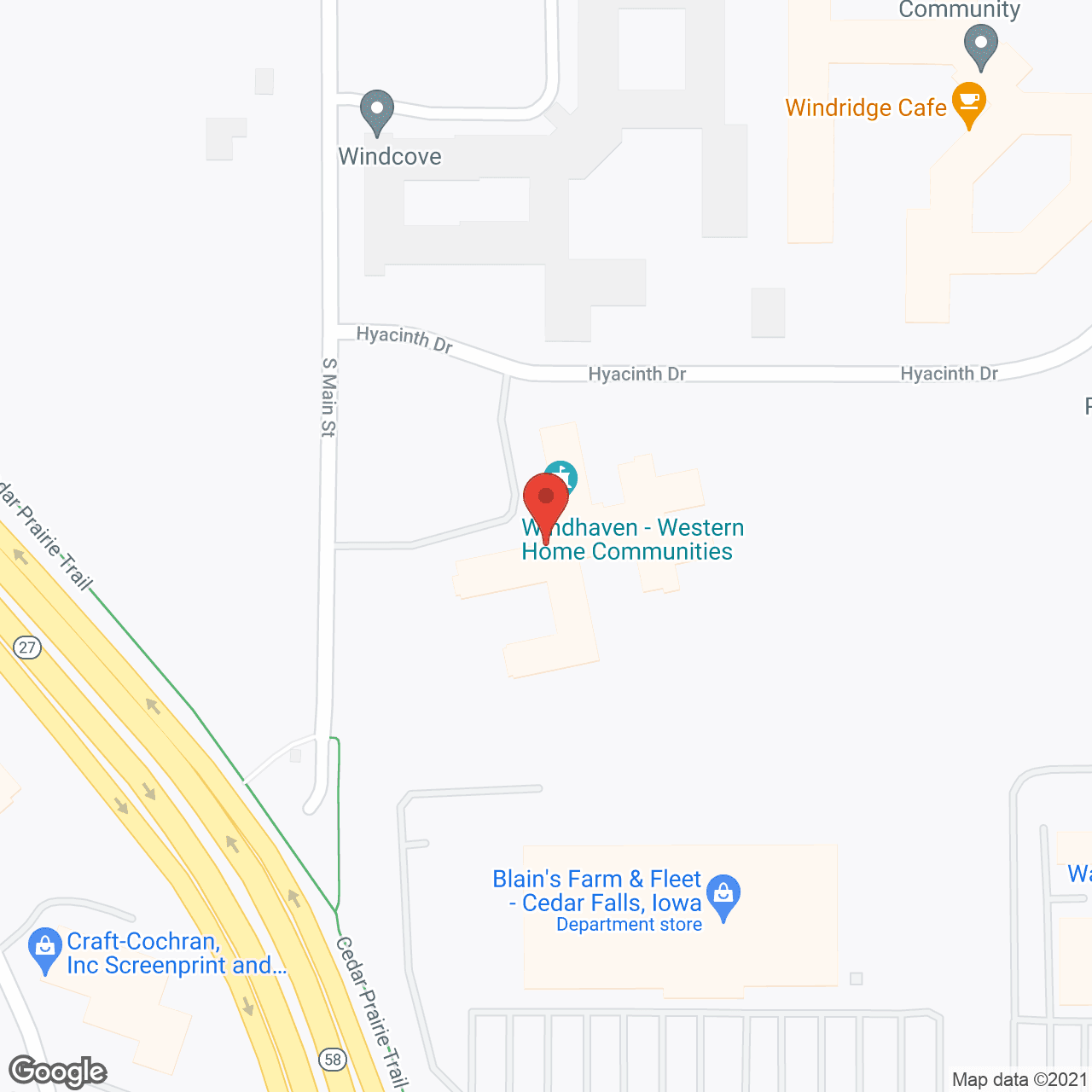 Map of the neighborhood around Windhaven Assisted Living and Memory Care