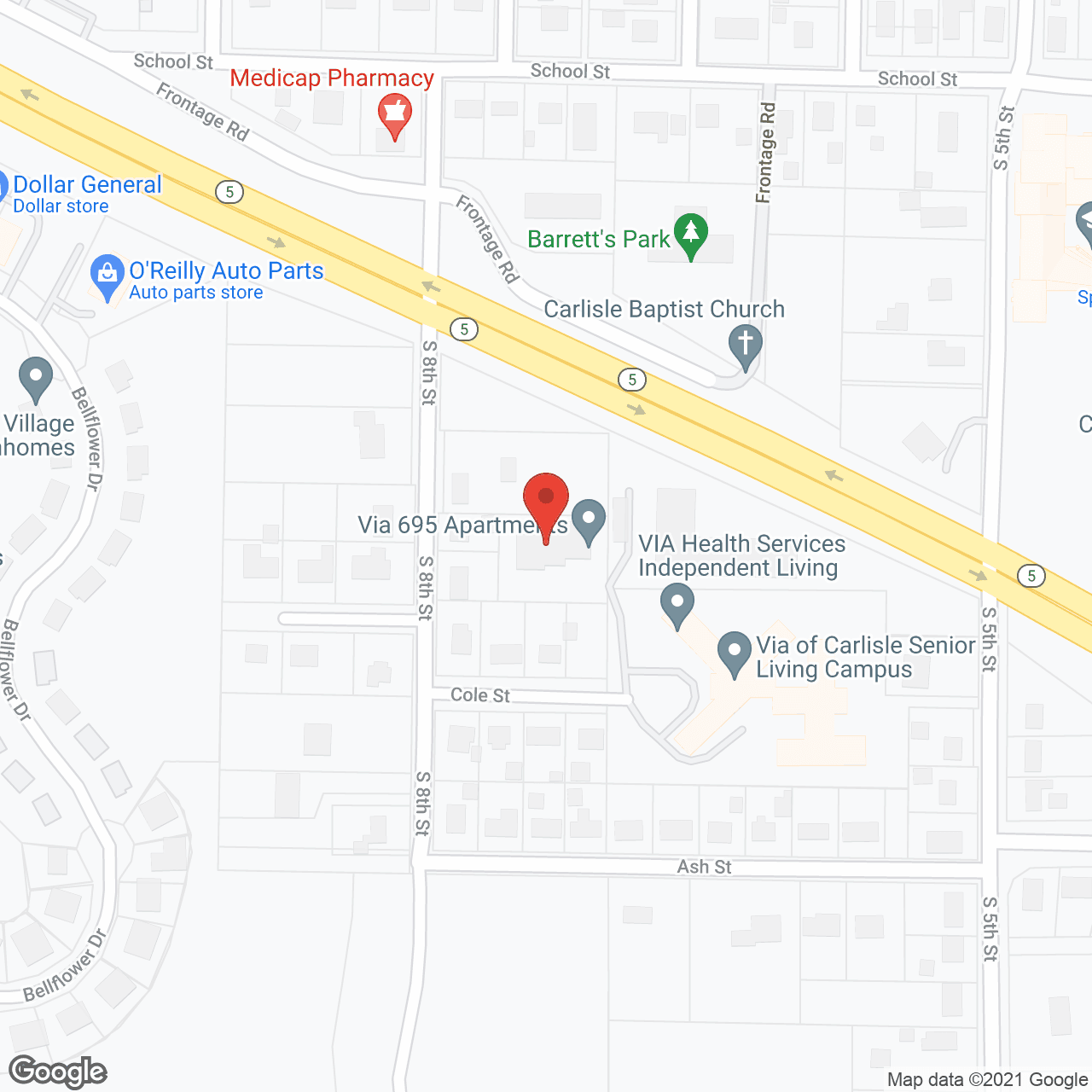 Map of the neighborhood around Carlisle Villa