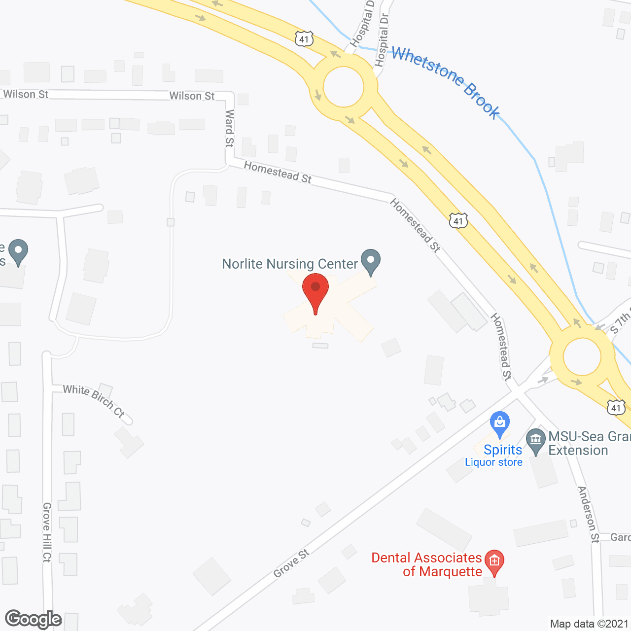 Map of the neighborhood around Norlite Nursing Ctr