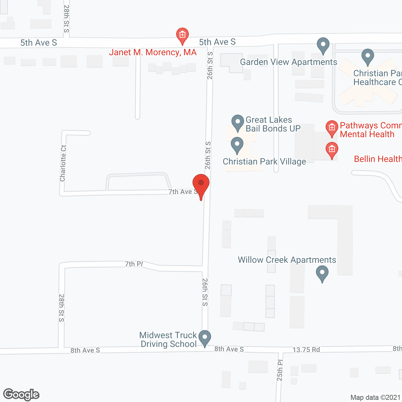 Map of the neighborhood around Christian Park Village