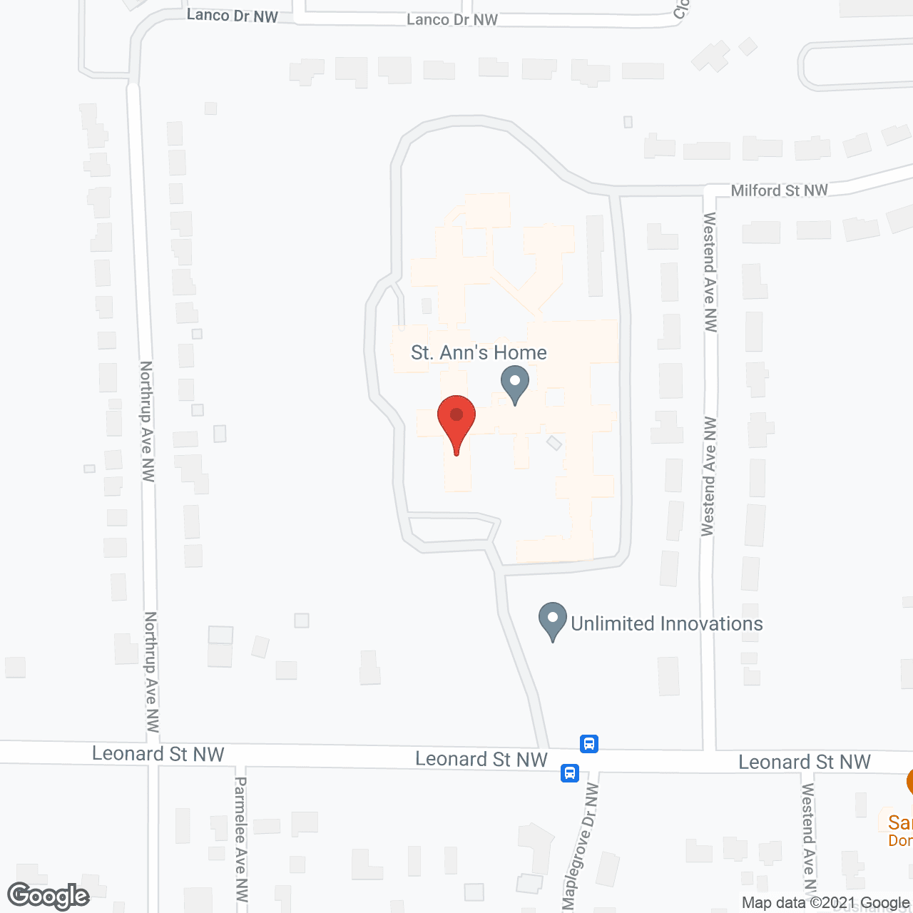 Map of the neighborhood around St Ann's Home
