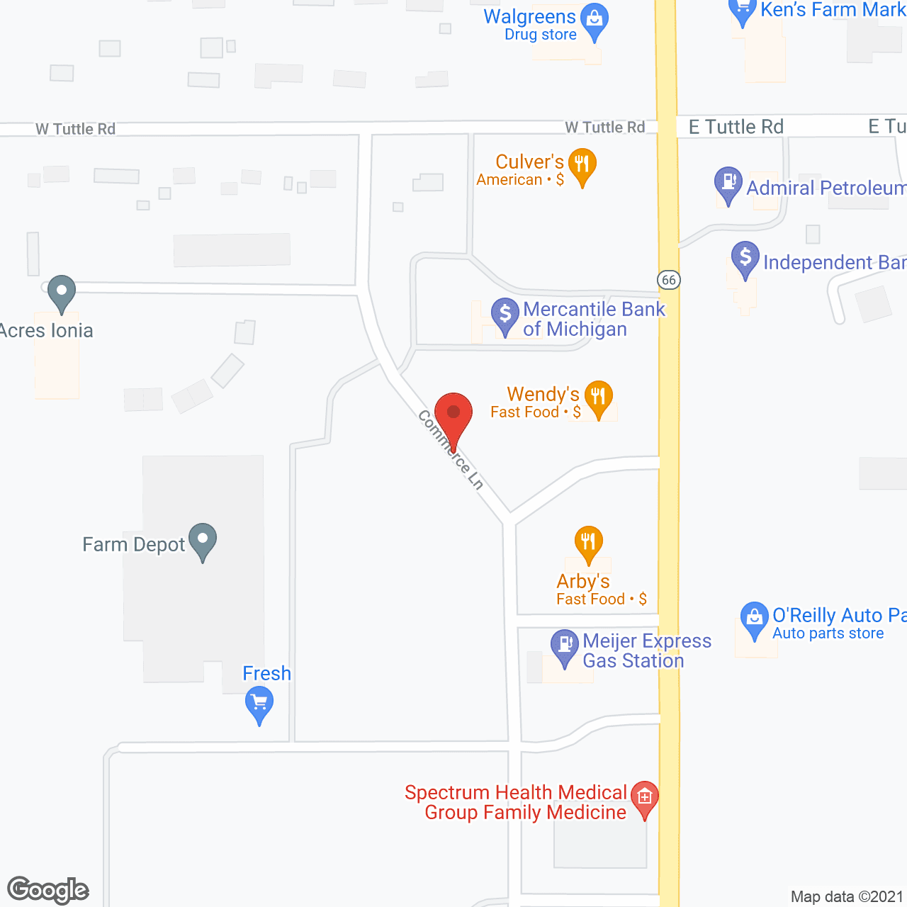 Map of the neighborhood around Green Acres - Ionia