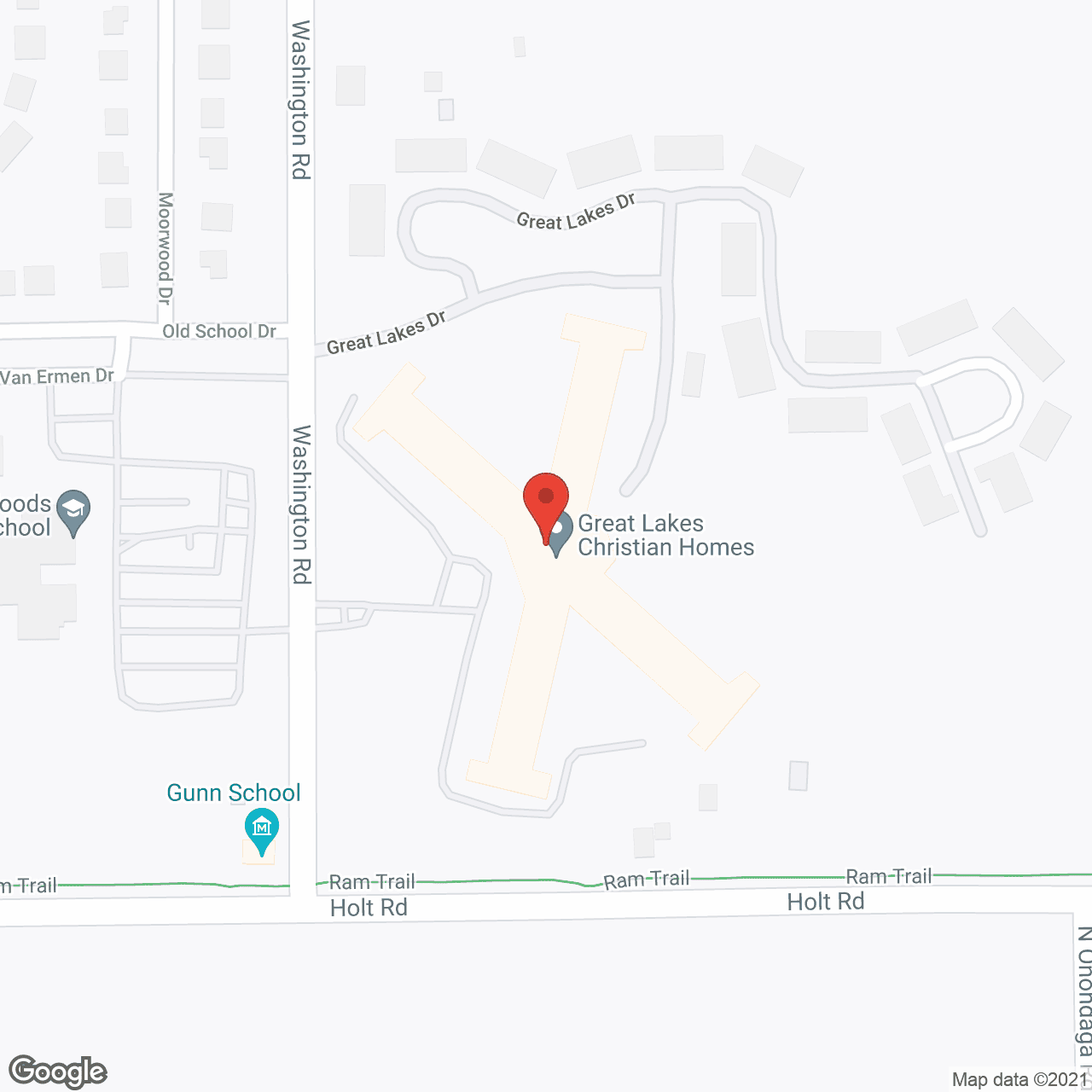 Map of the neighborhood around Great Lakes Christian Homes