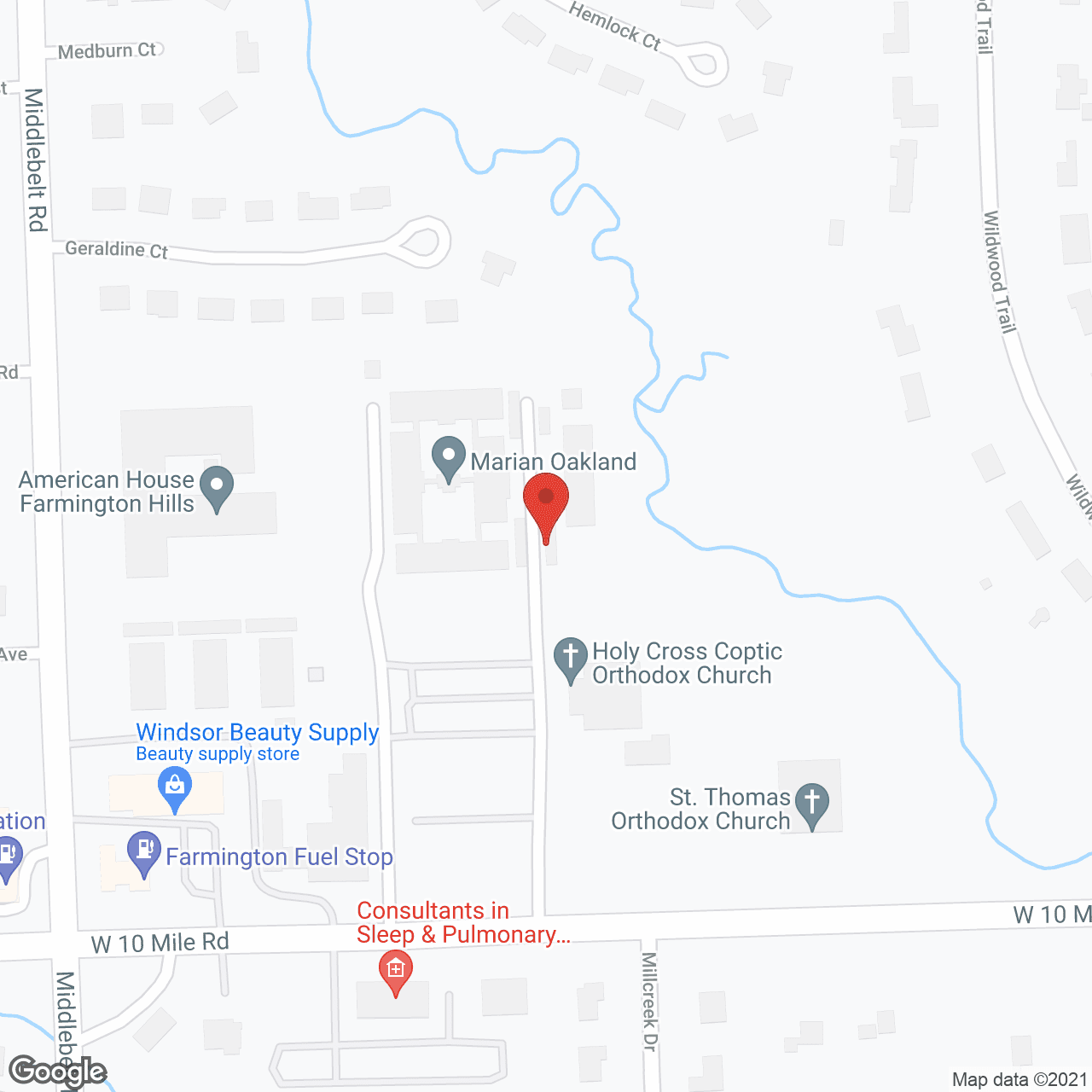 Map of the neighborhood around Marian Oakland