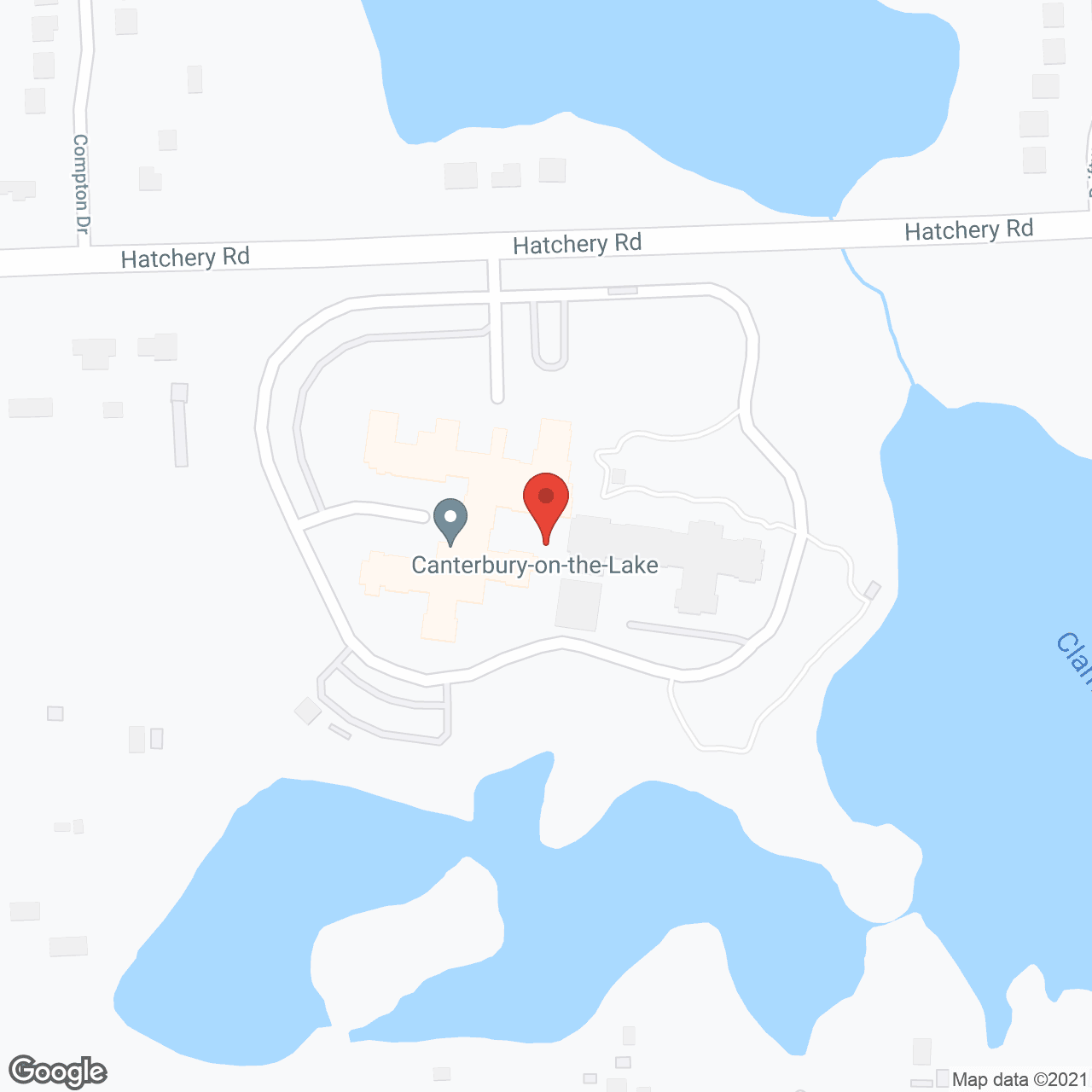 Map of the neighborhood around Canterbury-on-the-Lake