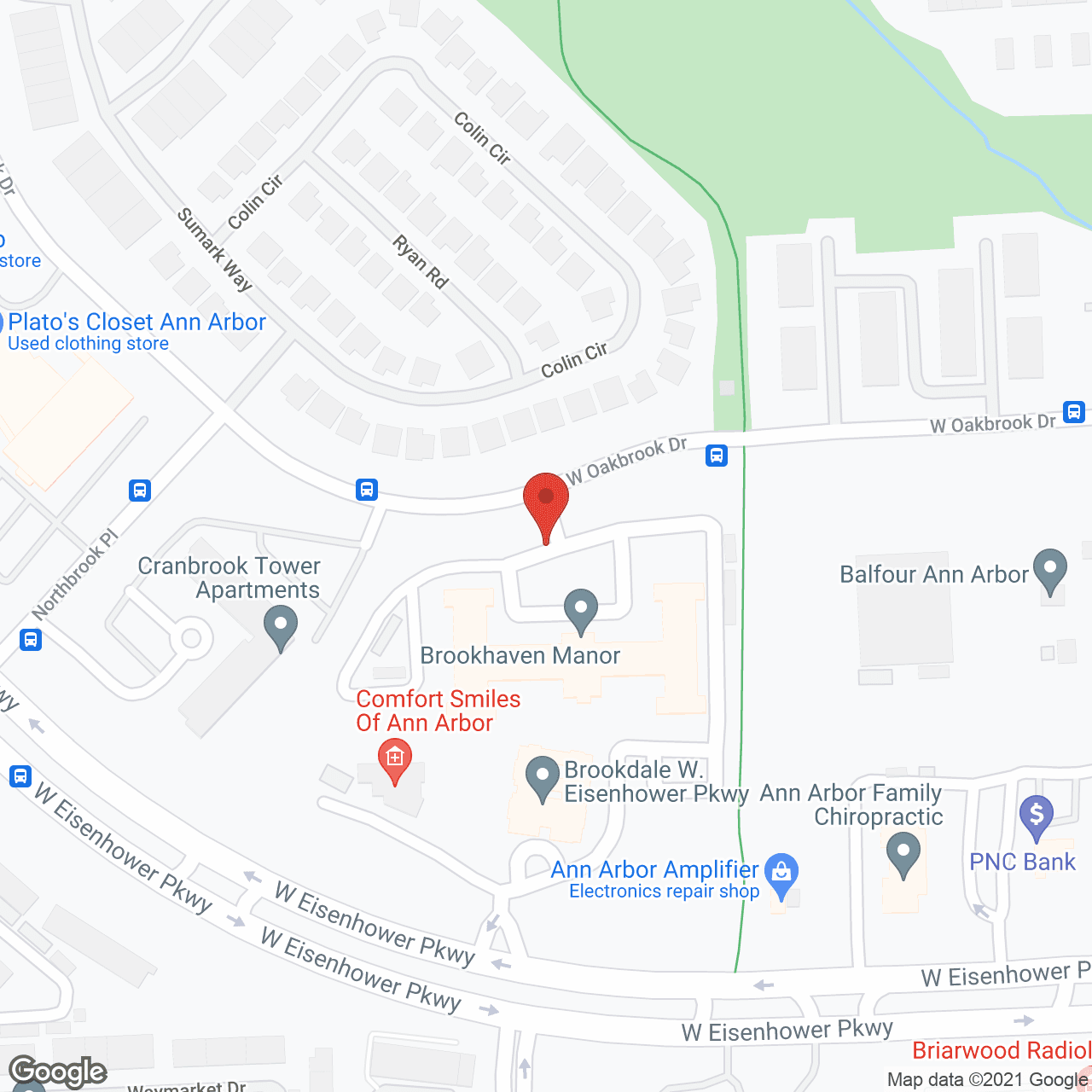 Map of the neighborhood around Brookhaven Manor