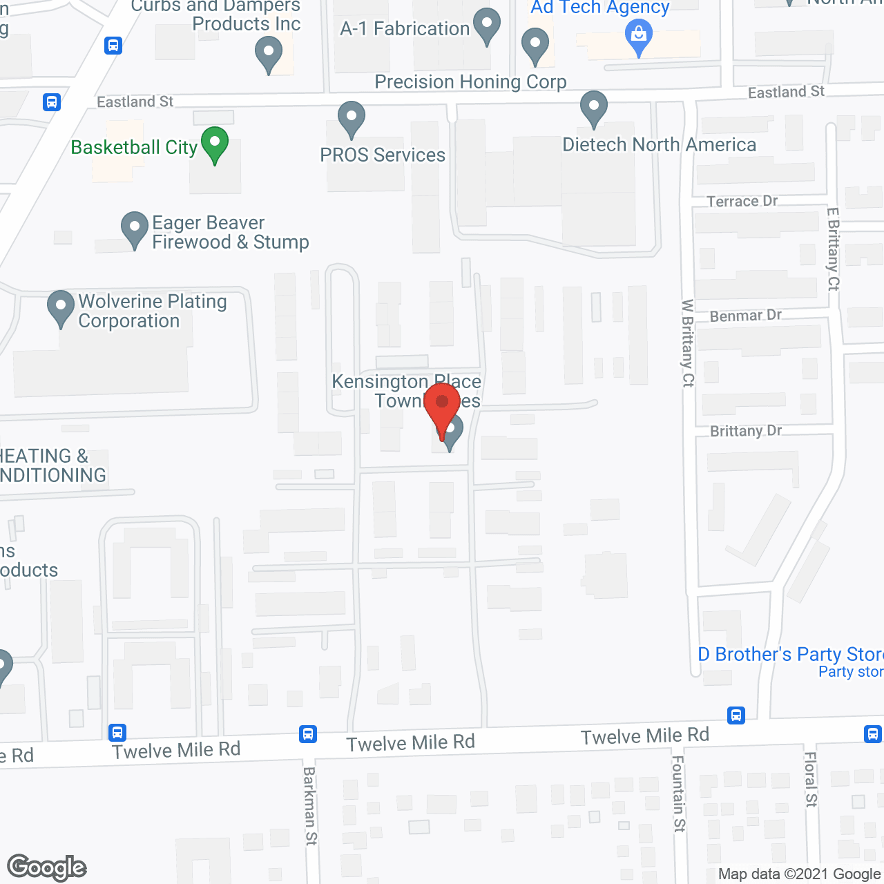 Map of the neighborhood around Rosewood Manor Apartments