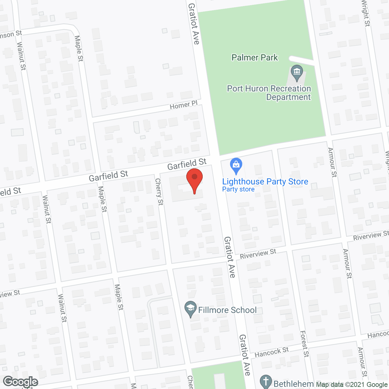 Map of the neighborhood around Sanborn Gratiot Memorial Home