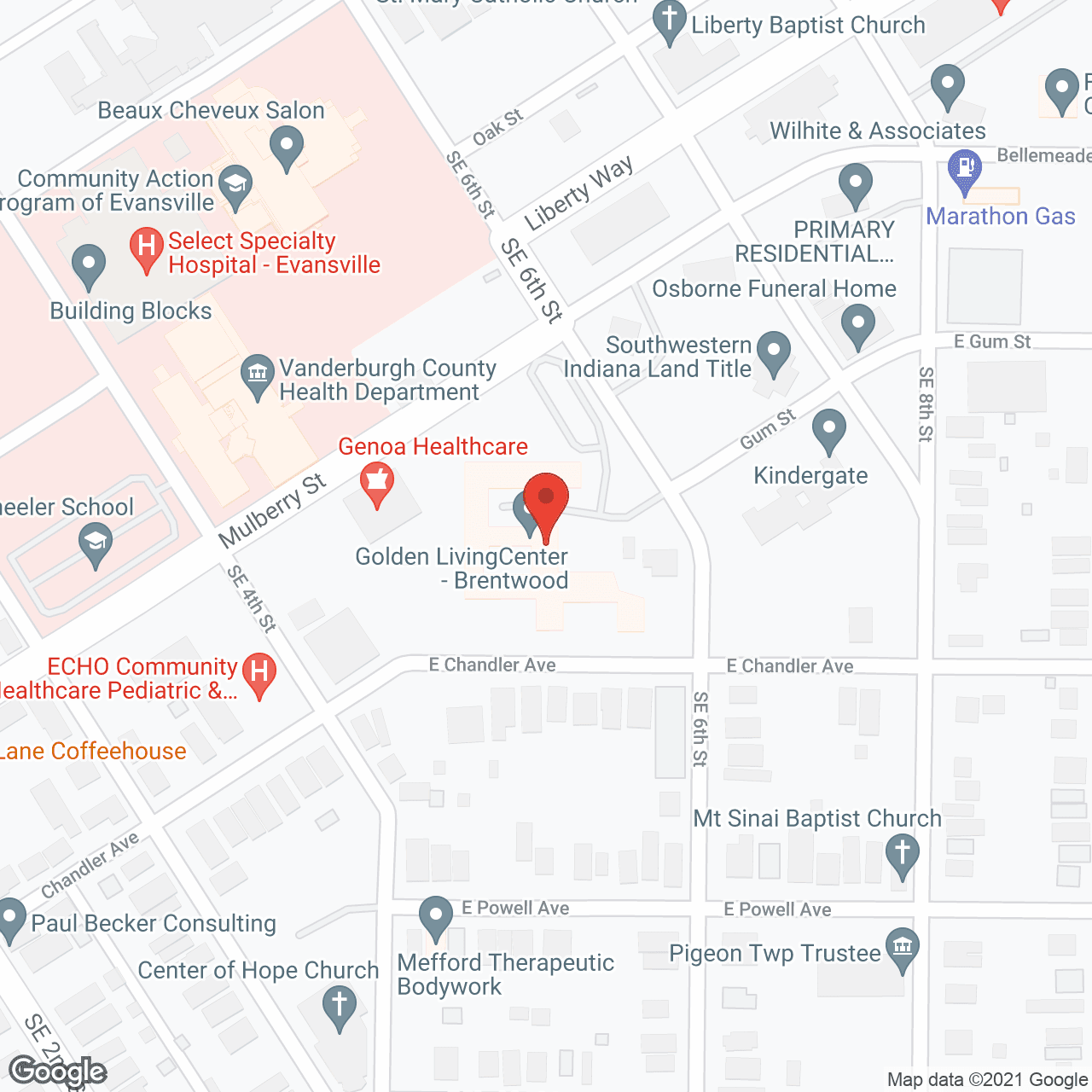 Map of the neighborhood around Golden Living Center Brentwood