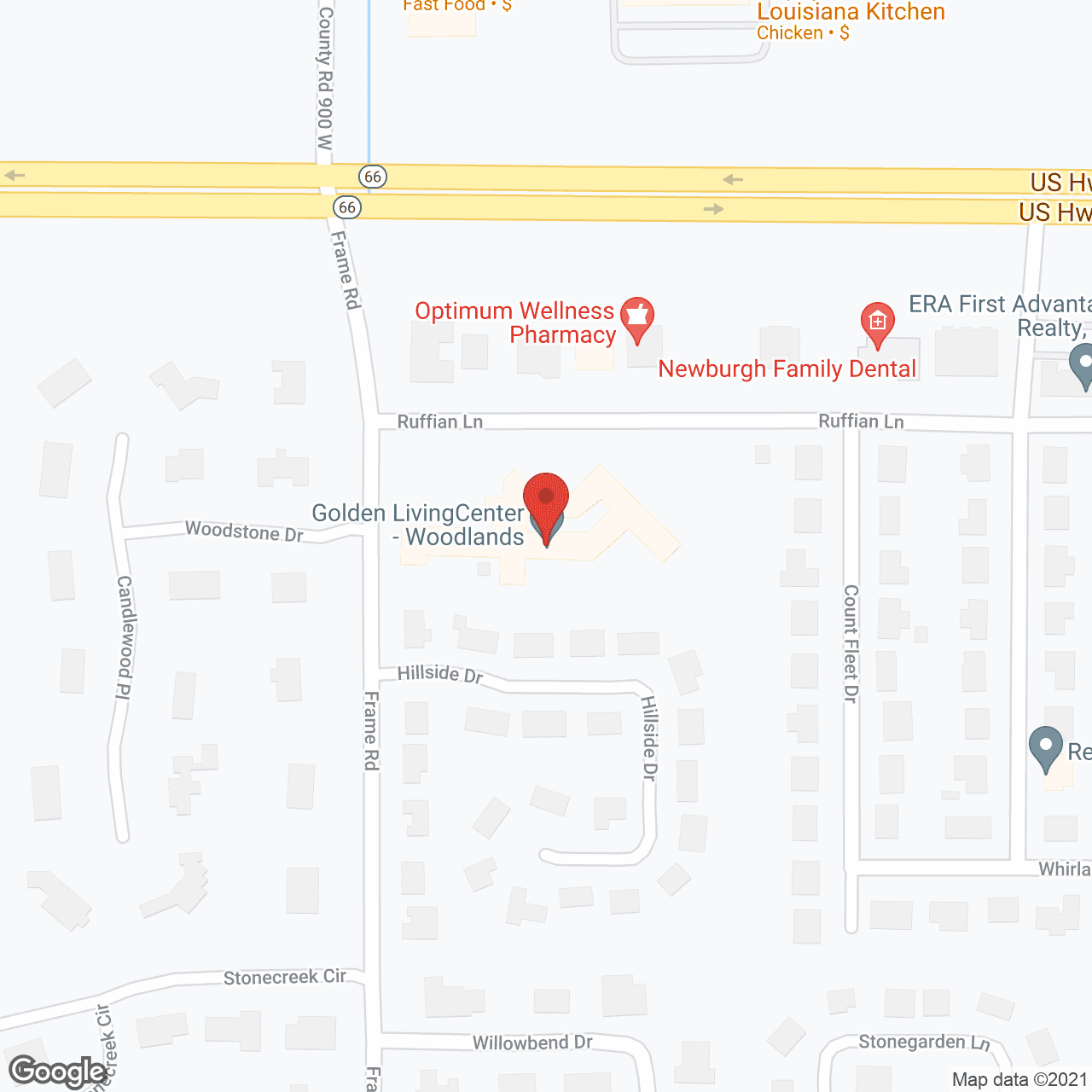 Map of the neighborhood around Golden Living Center Woodlands