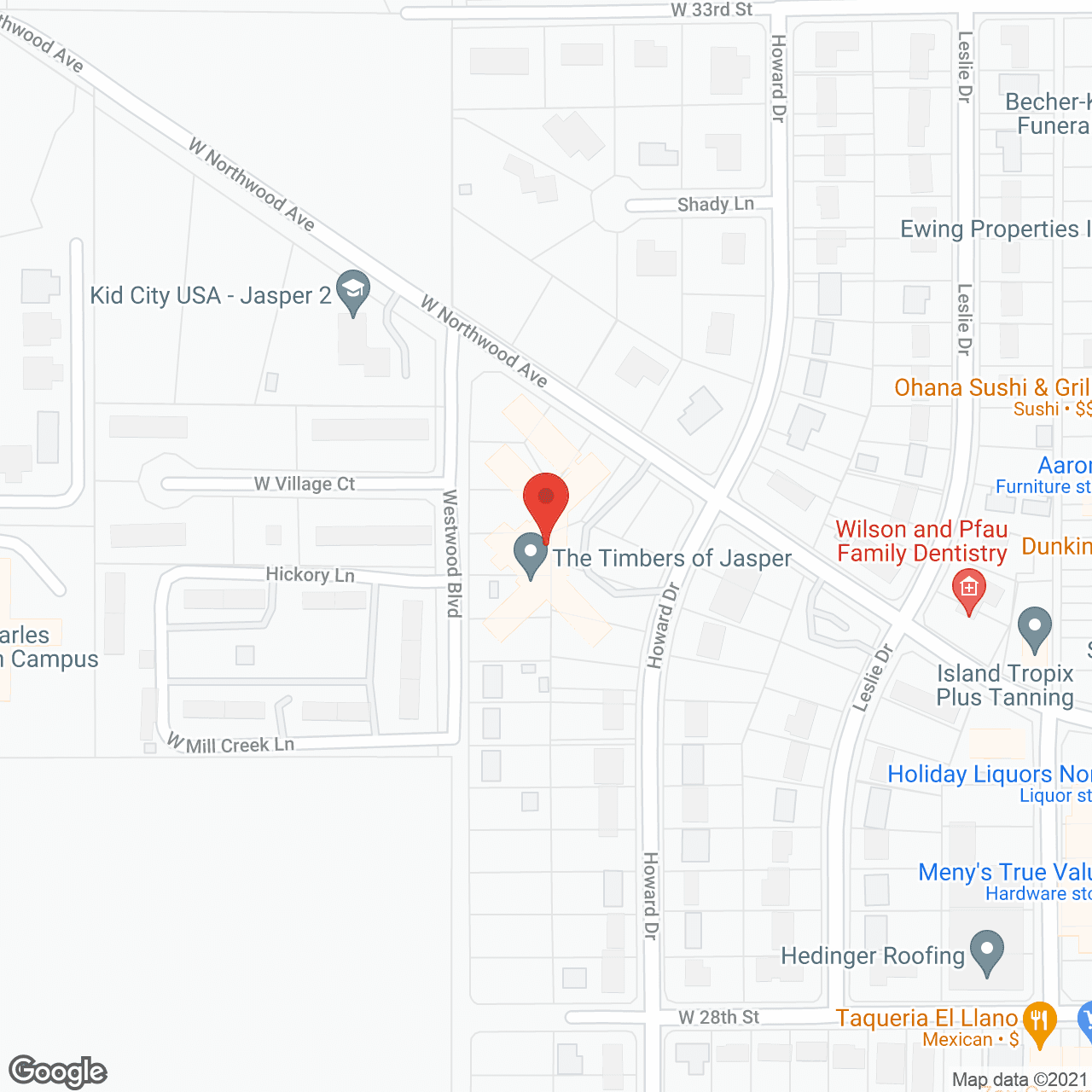 Map of the neighborhood around Heritage House of Jasper