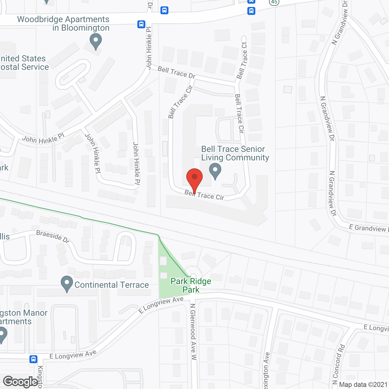 Map of the neighborhood around Bell Trace