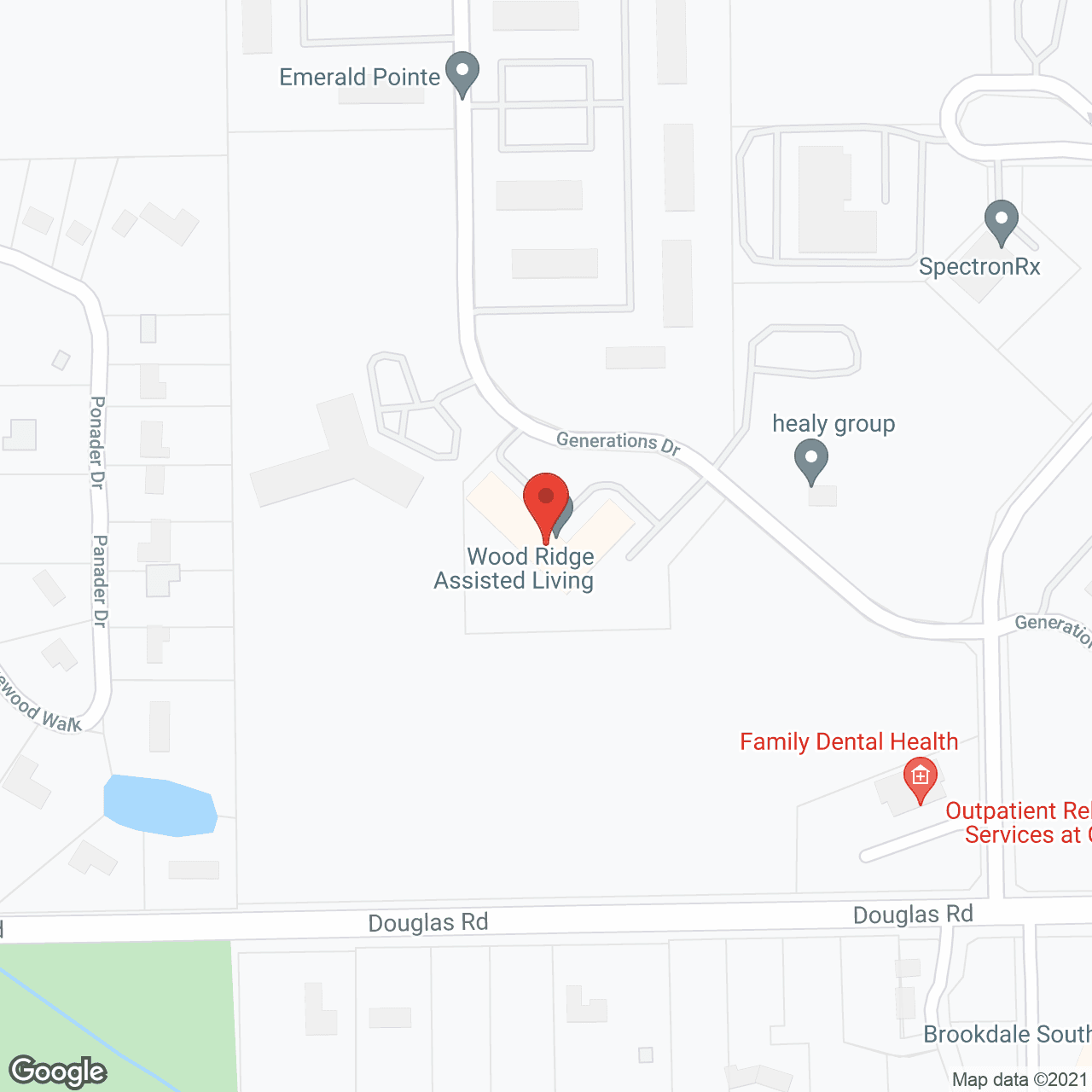 Map of the neighborhood around The Woodridge Village