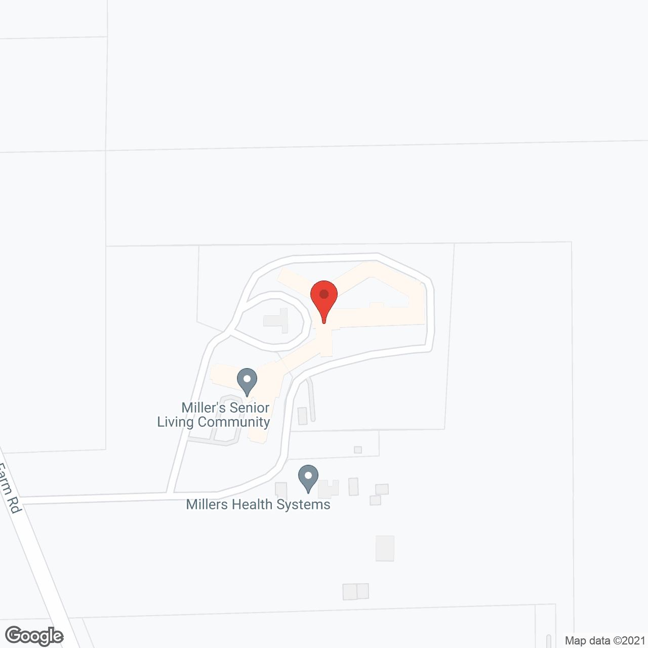 Map of the neighborhood around Miller's Senior Living Community