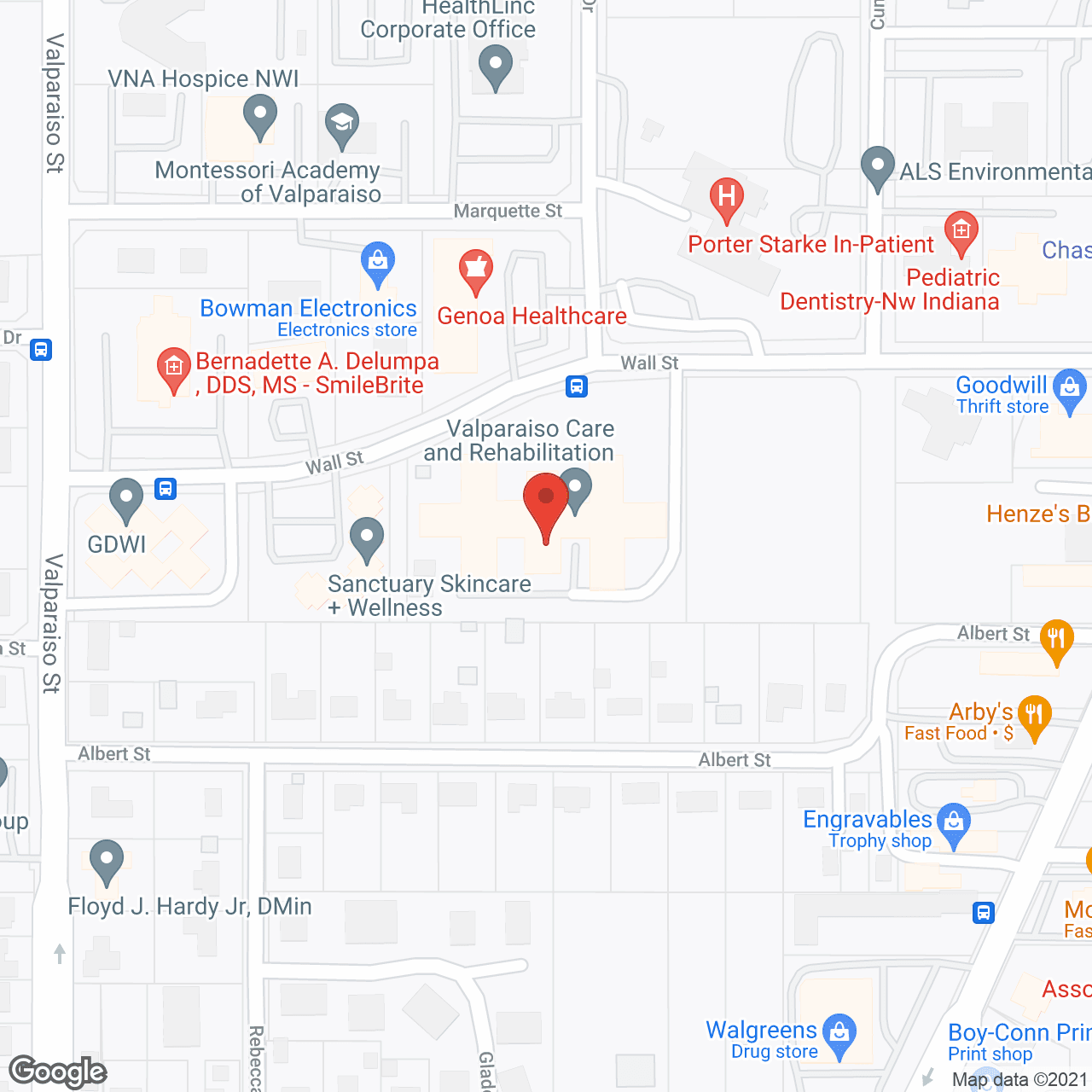 Map of the neighborhood around Valparaiso Care and Rehab Center