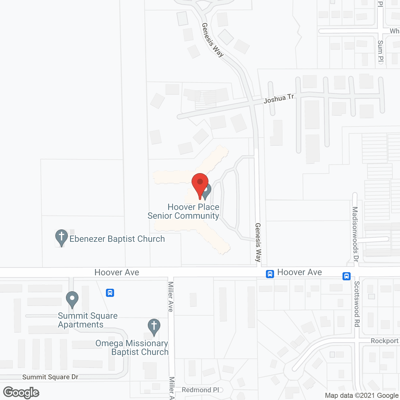 Map of the neighborhood around Hoover Place Senior Community