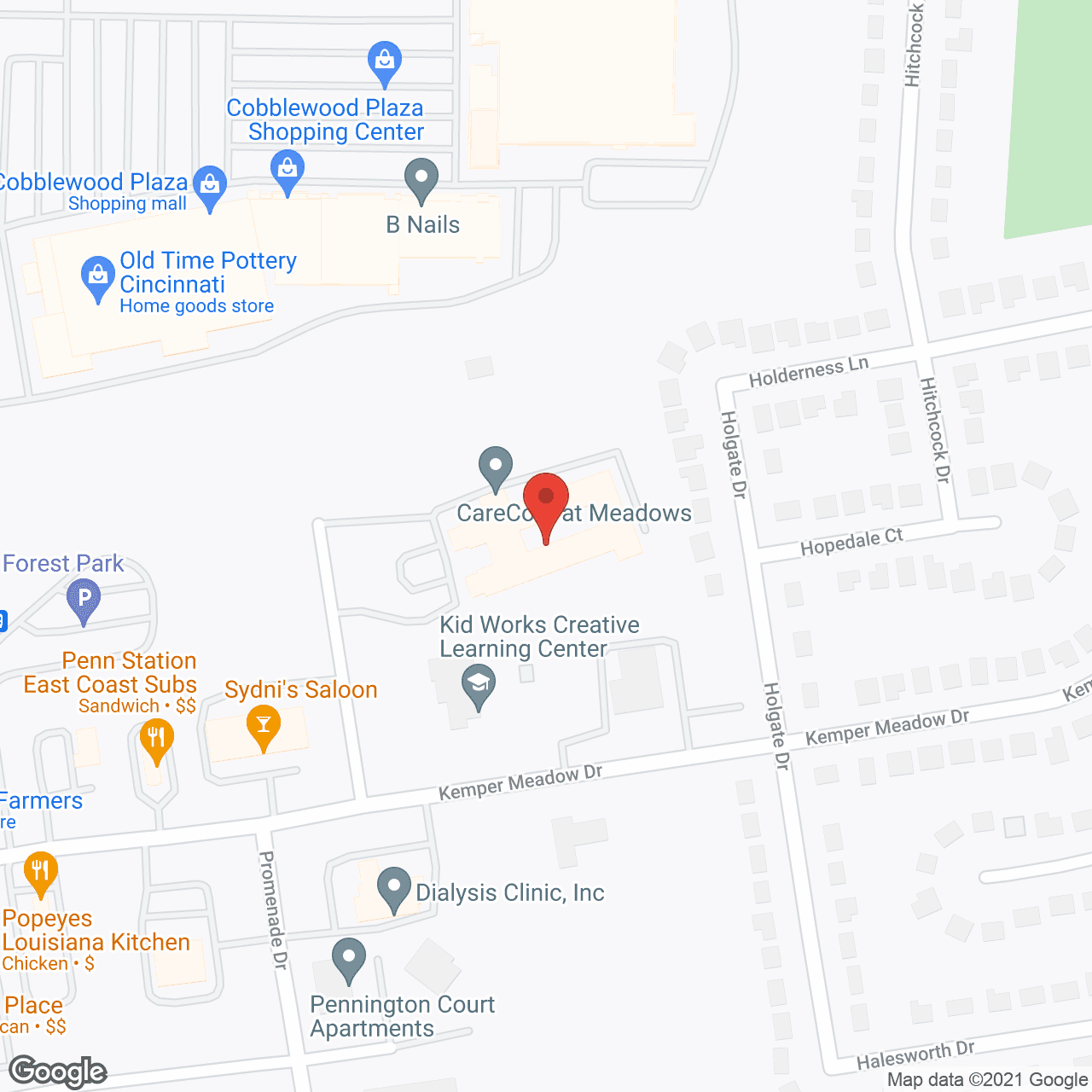 Map of the neighborhood around Meadows Health Care Center