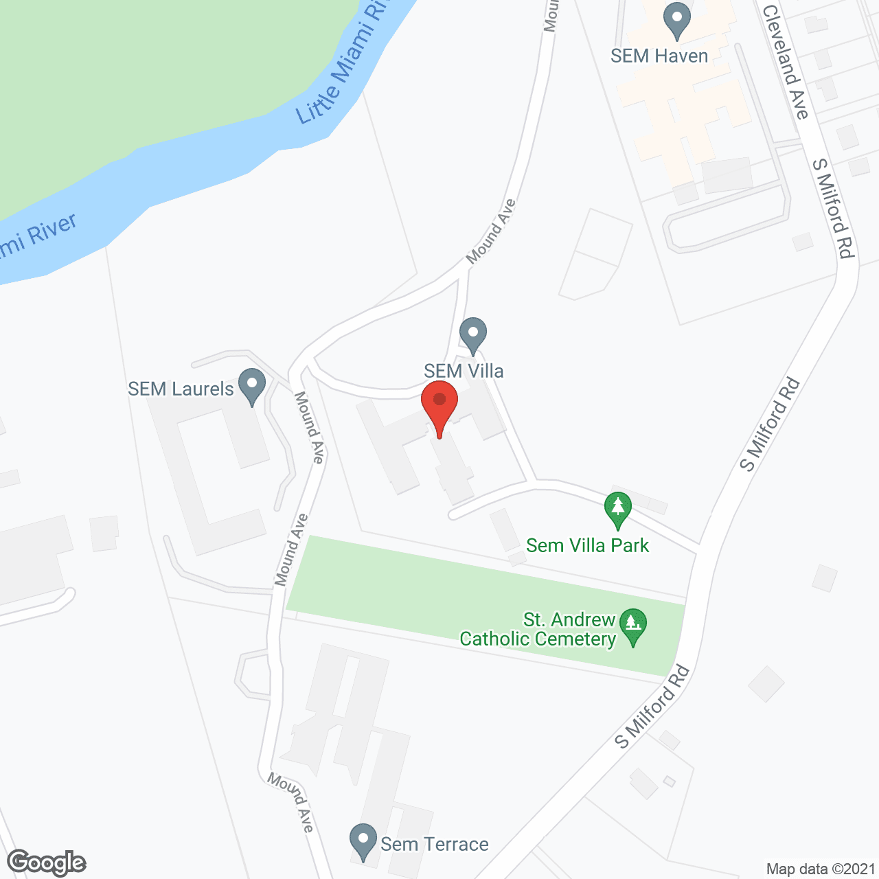 Map of the neighborhood around SEM Villa