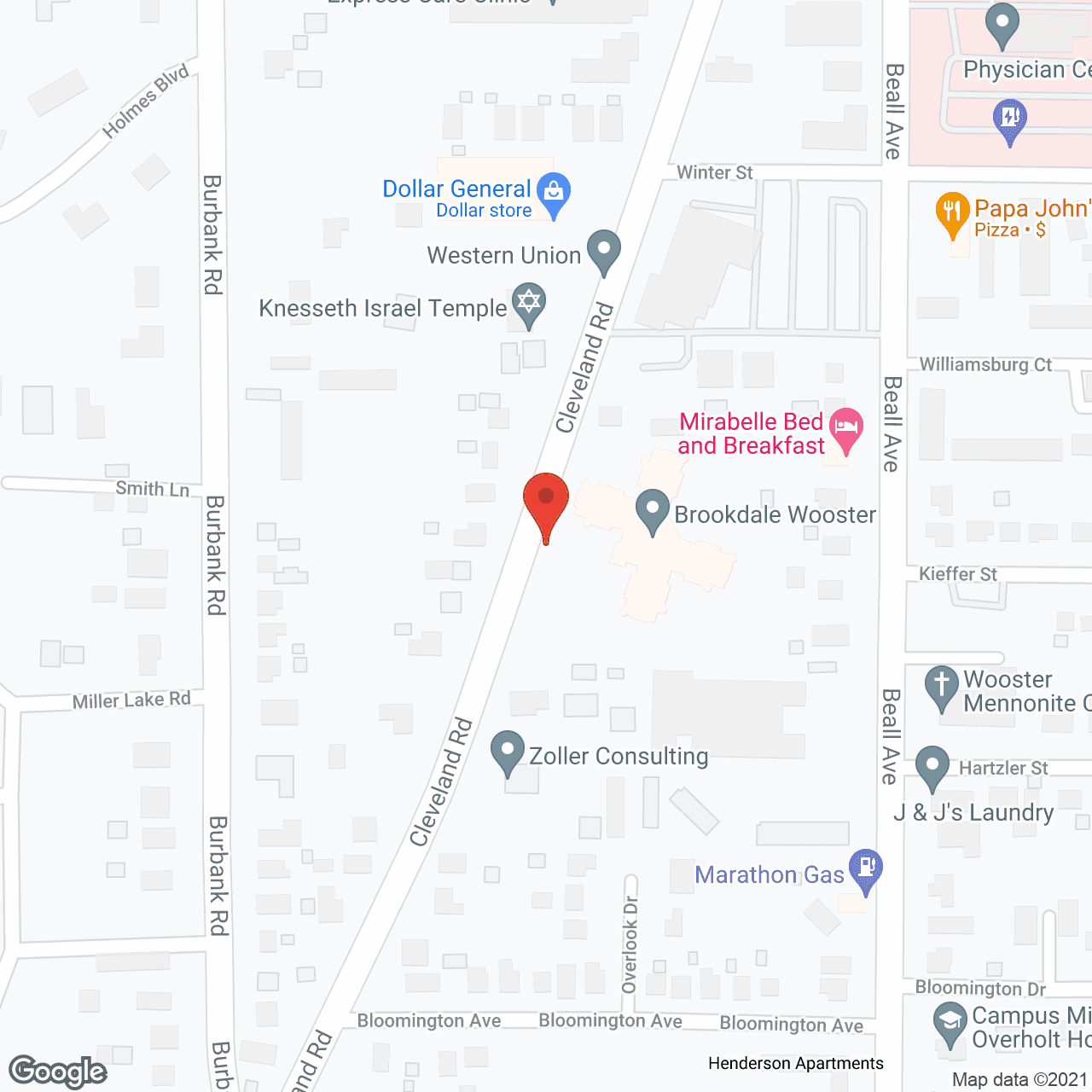 Map of the neighborhood around Brookdale Wooster