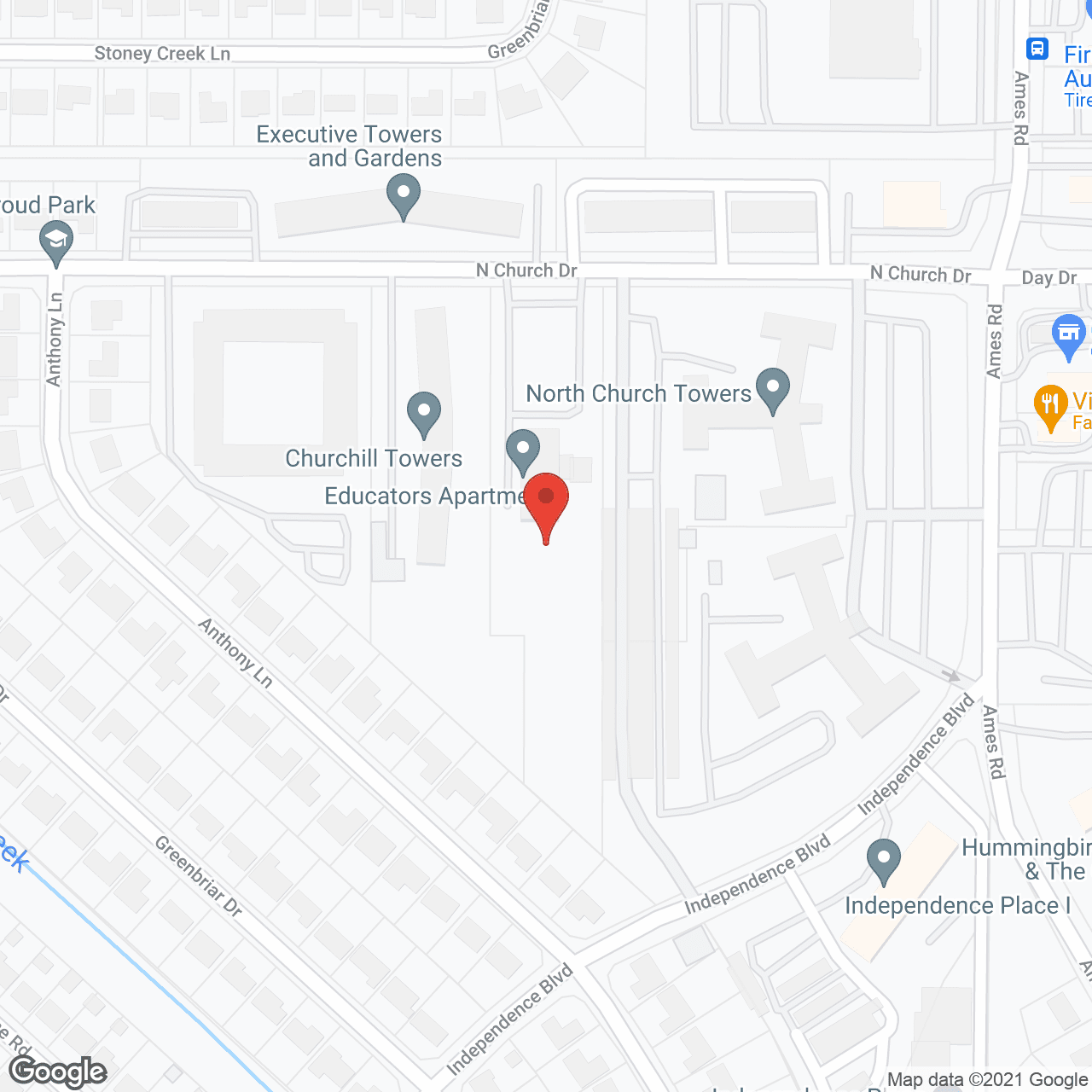 Map of the neighborhood around Educators Apartments