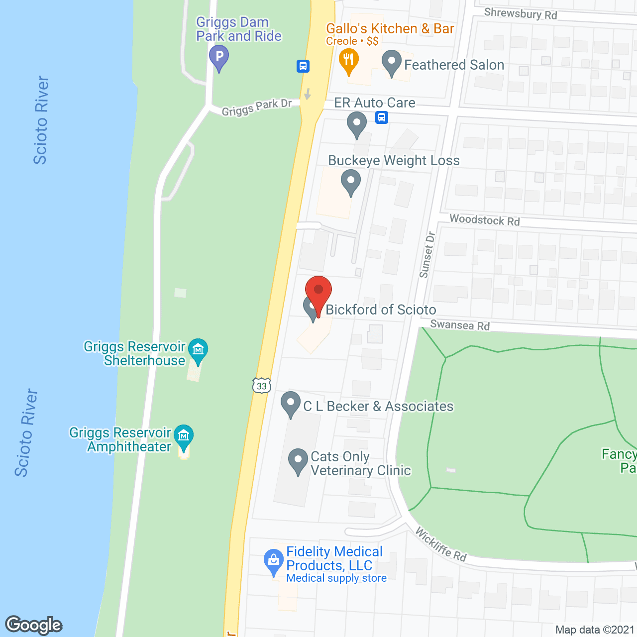 Map of the neighborhood around Bickford of Upper Arlington
