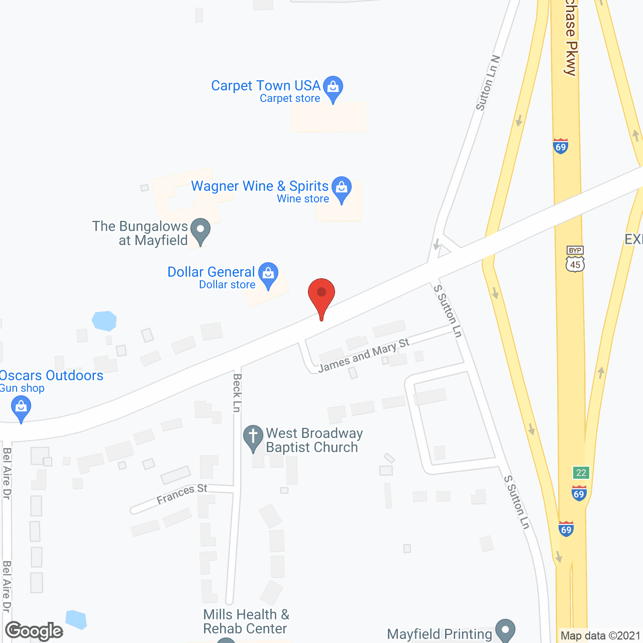Map of the neighborhood around The Bungalows at Mayfield