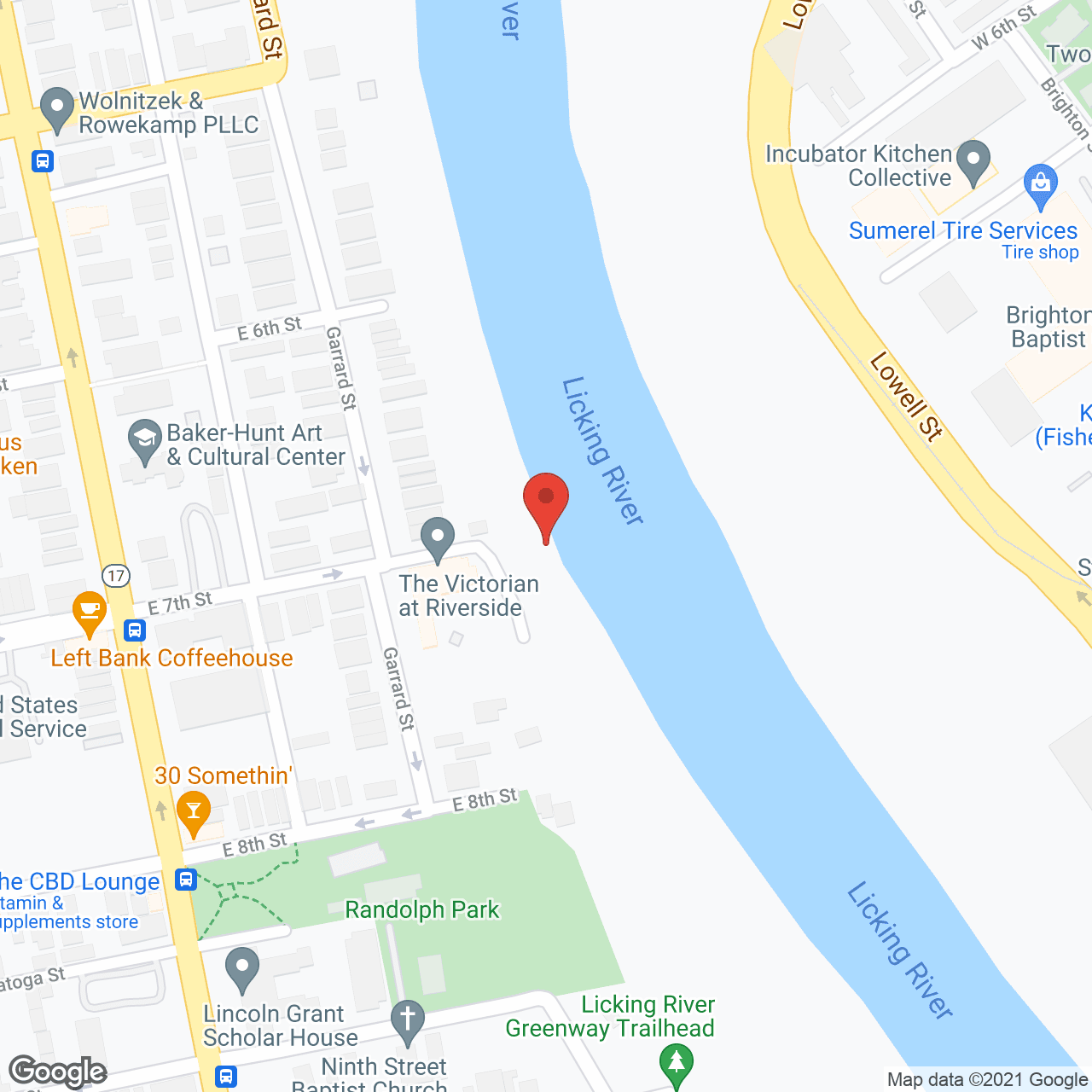 Map of the neighborhood around The Victorian at Riverside