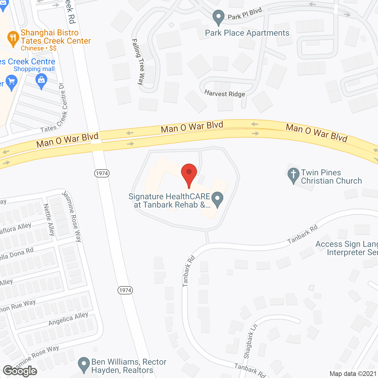 Map of the neighborhood around Tanbark Health and Rehabilitation