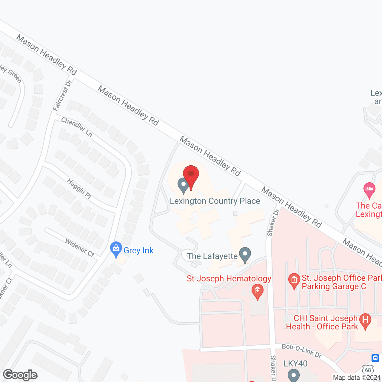 Map of the neighborhood around Lexington Country Place