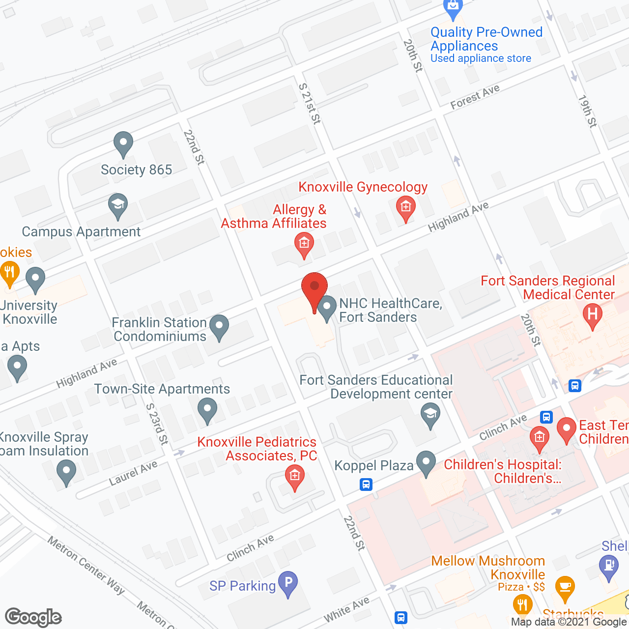 Map of the neighborhood around NHC Health Care Fort Sanders