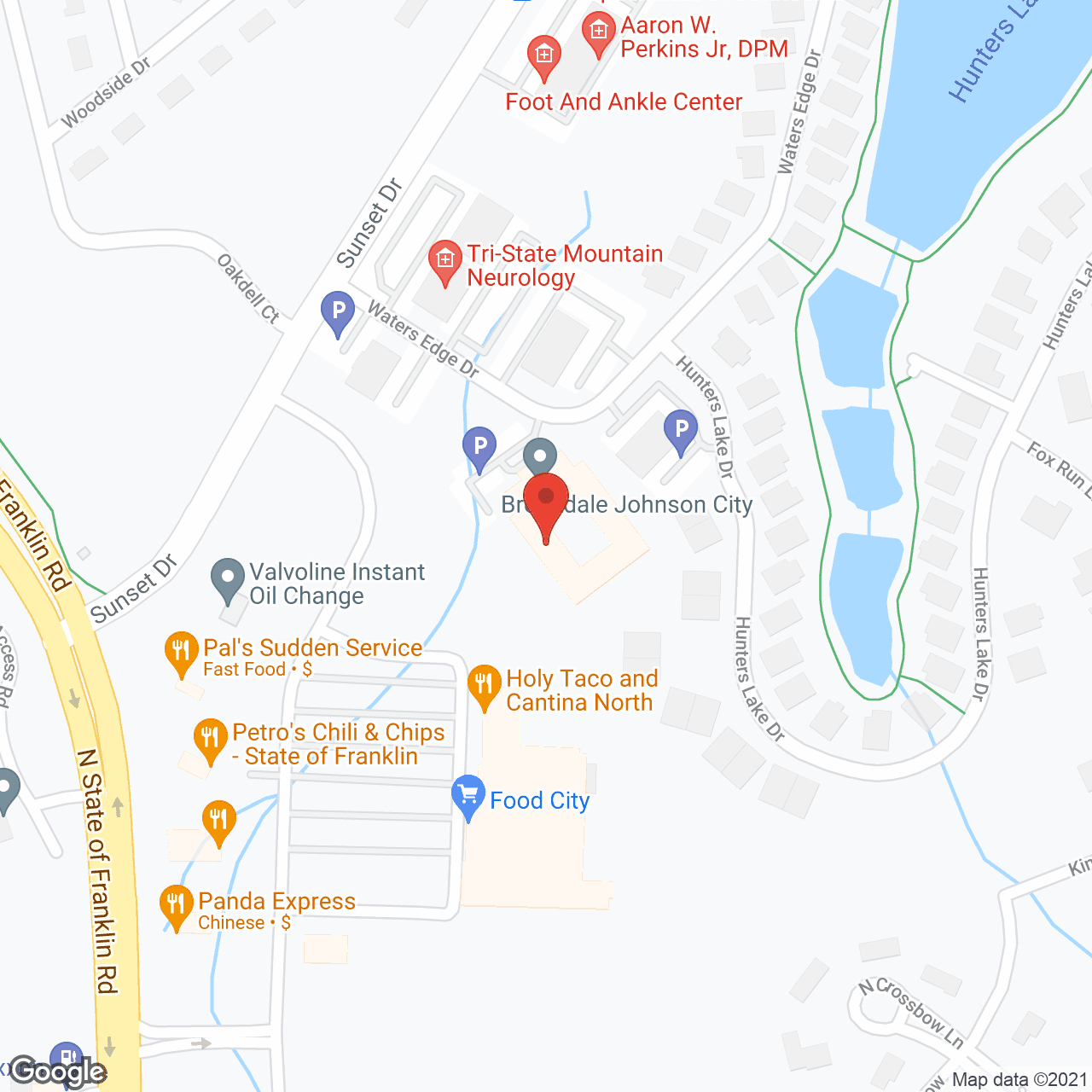 Map of the neighborhood around Wellington Place of Johnson City