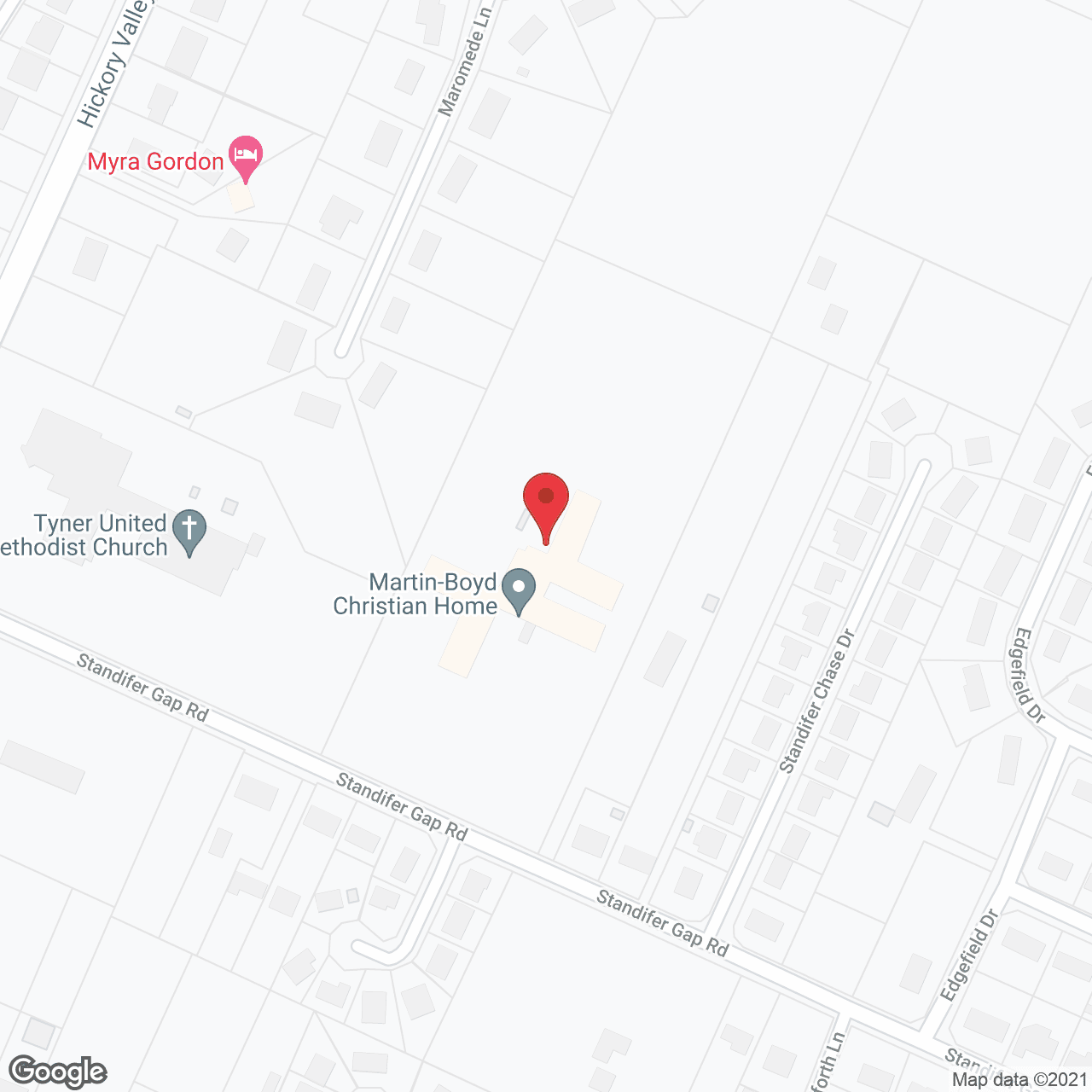 Map of the neighborhood around Martin Boyd Christian Home