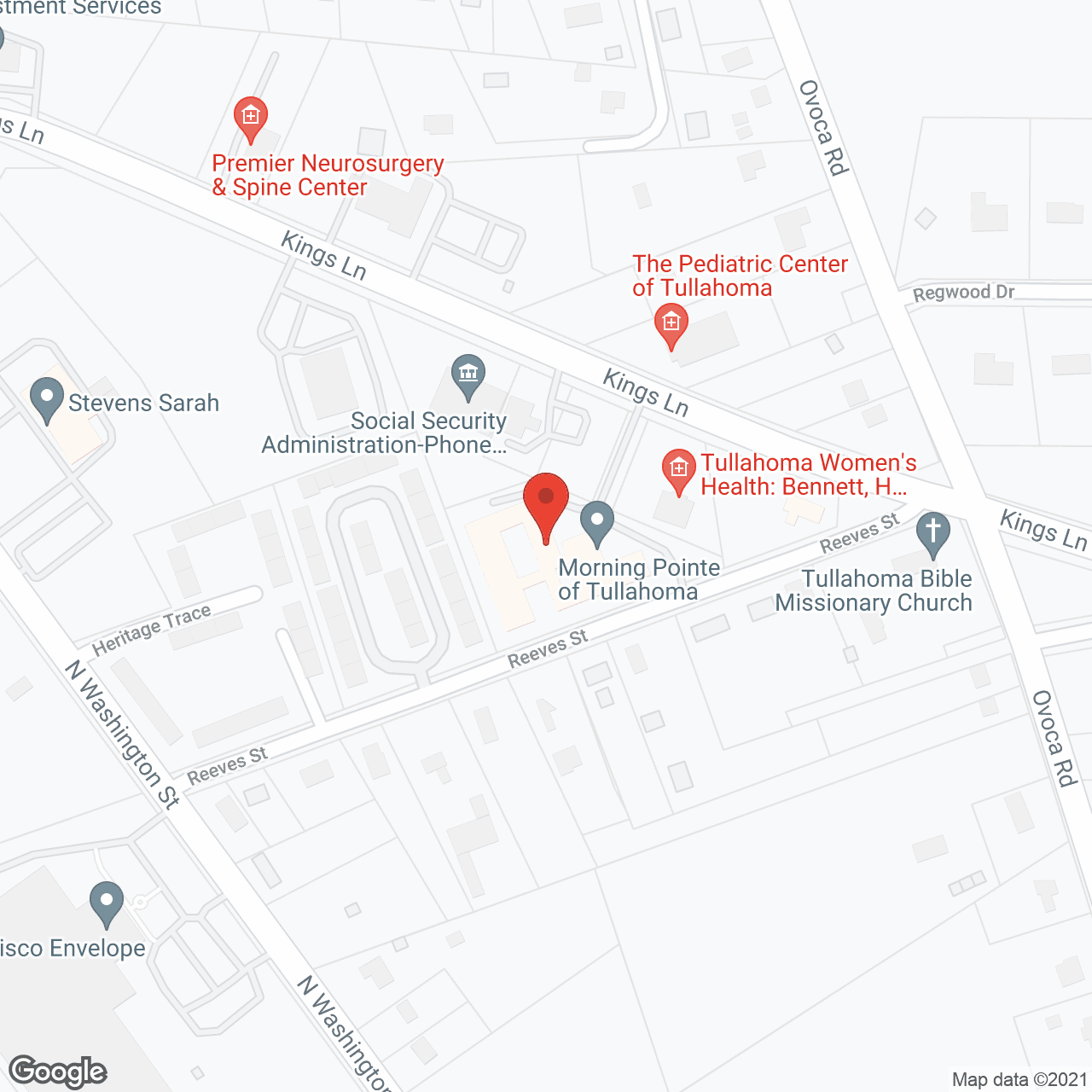 Map of the neighborhood around Morning Pointe of Tullahoma