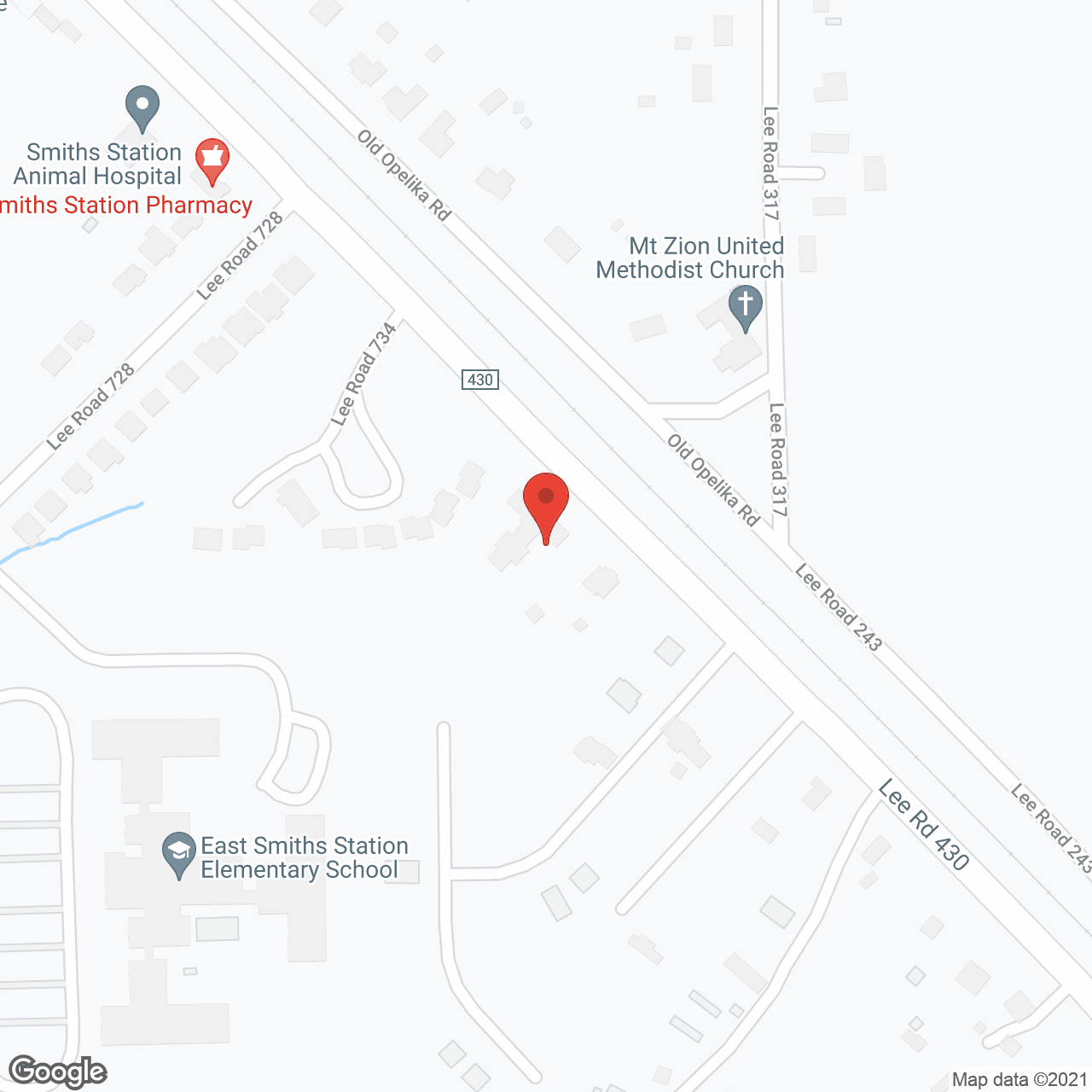 Map of the neighborhood around Savannah Court - Smiths Station
