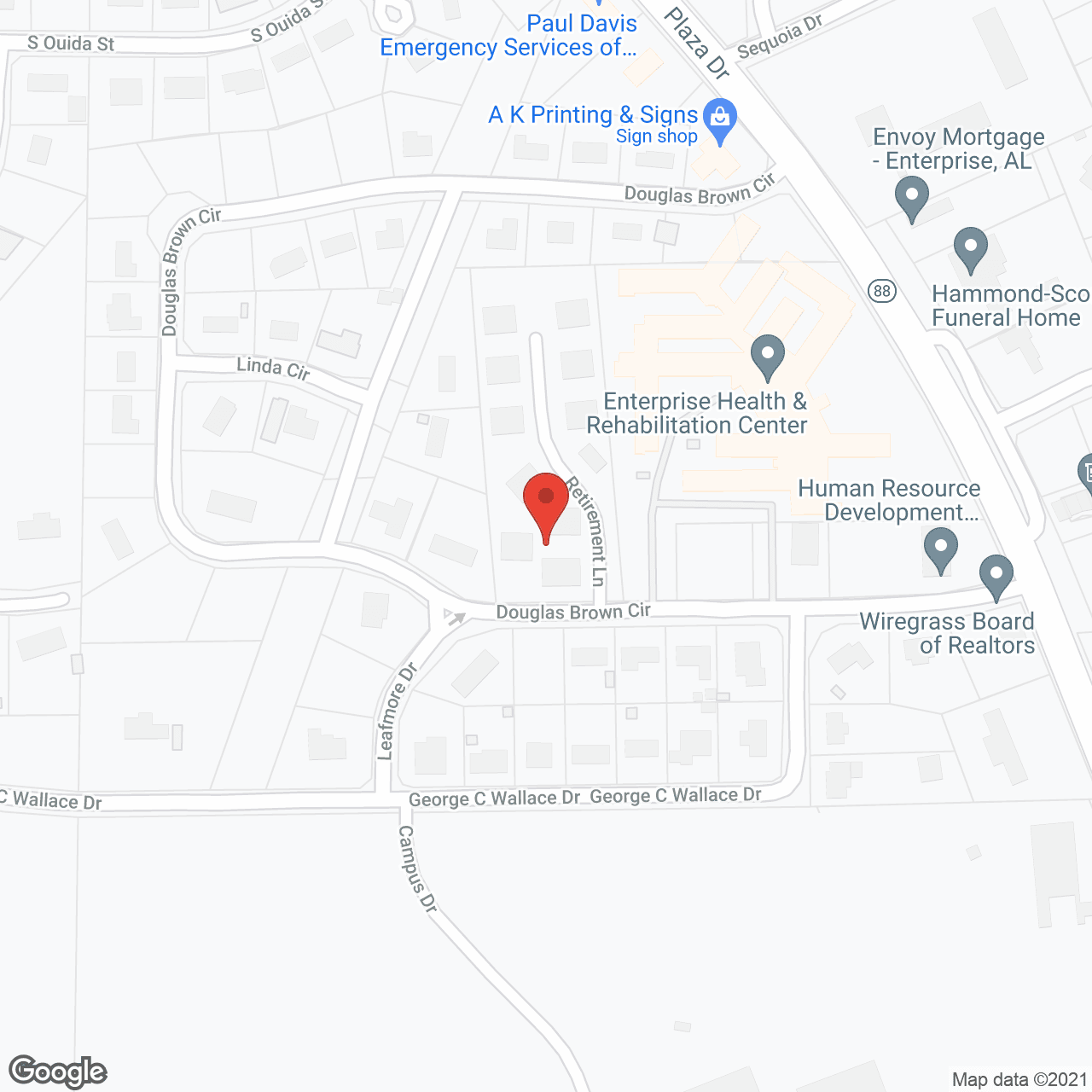 Map of the neighborhood around Enterprise Nursing Home
