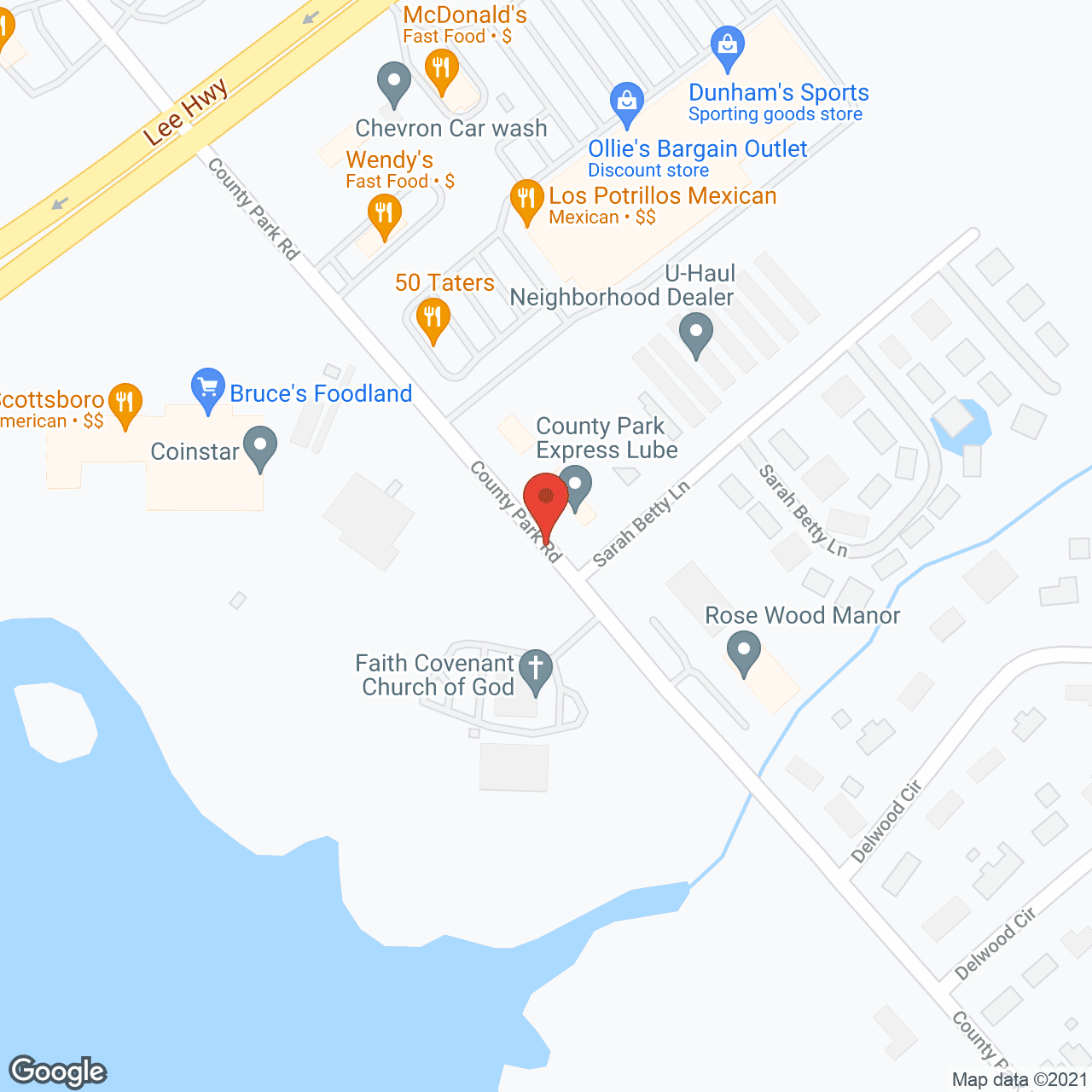 Map of the neighborhood around Rosewood Manor