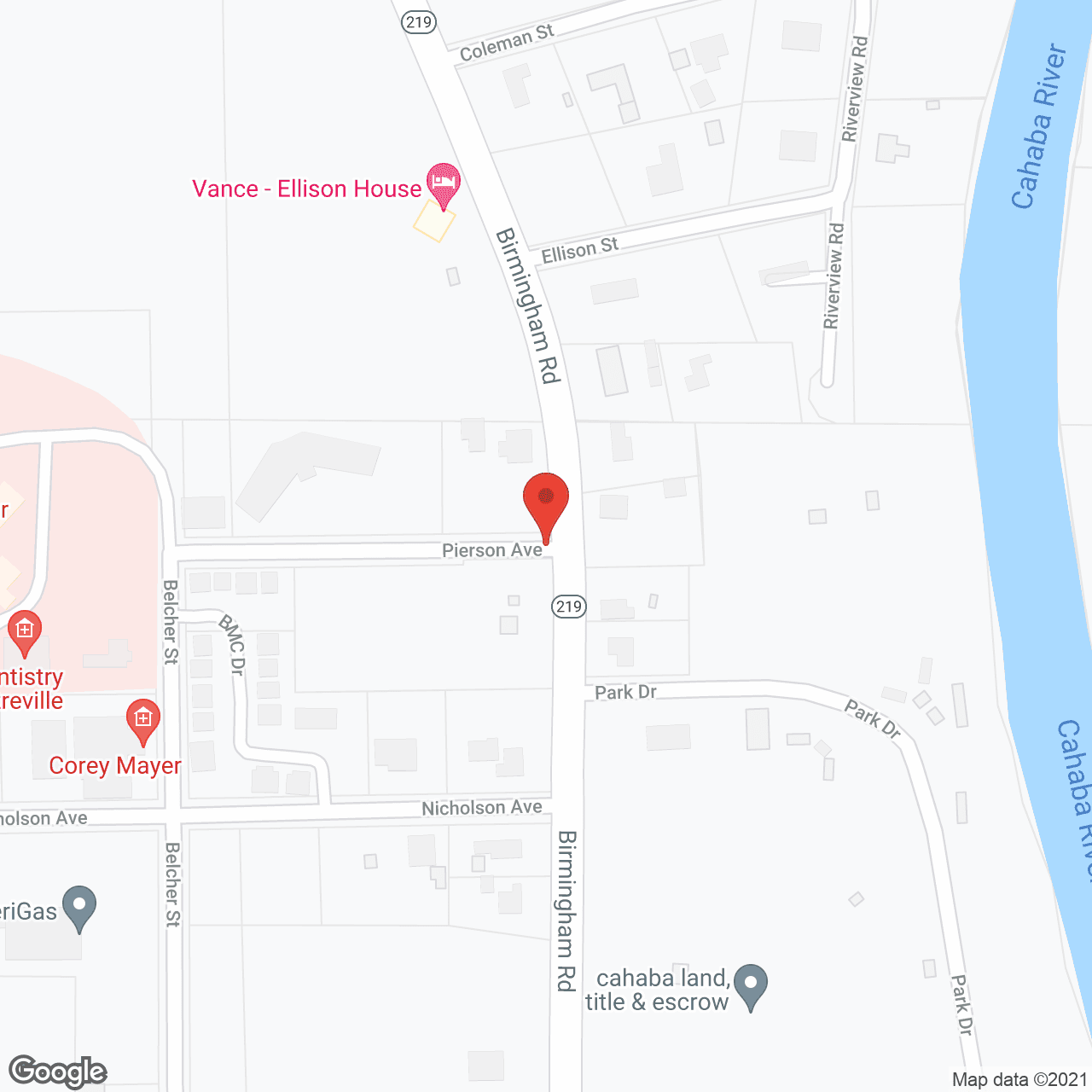 Map of the neighborhood around Congregate Housing at Cahaba Trace