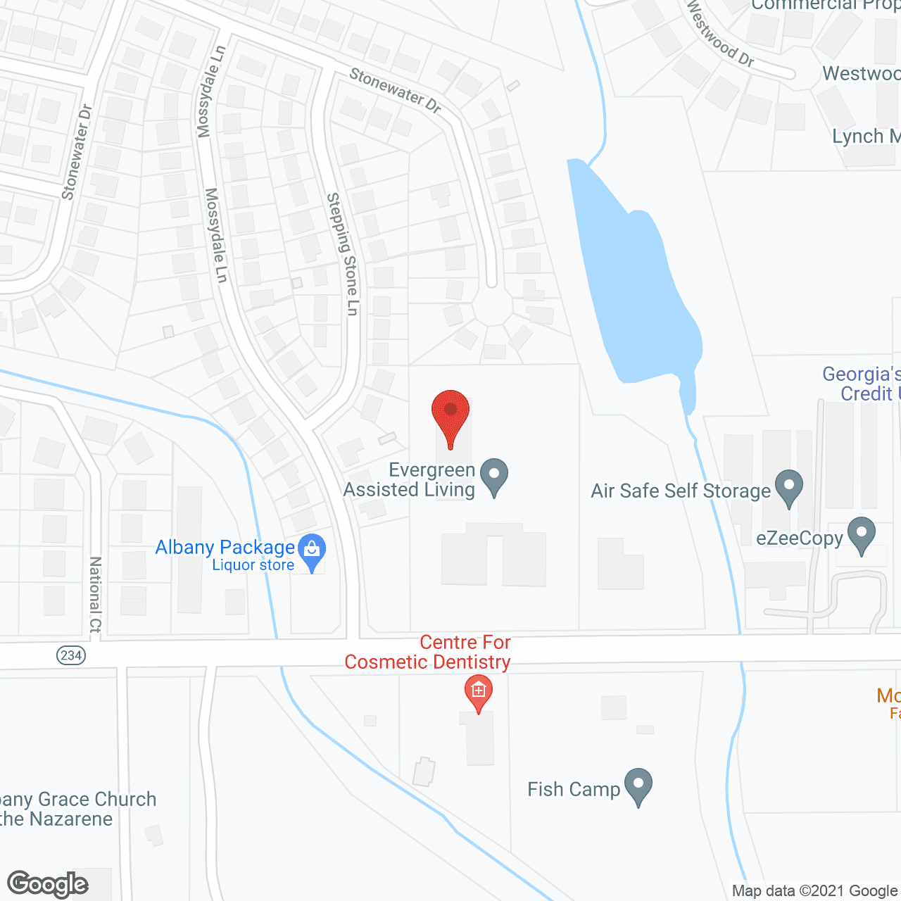 Map of the neighborhood around Century Pines and Evergreen Senior Living