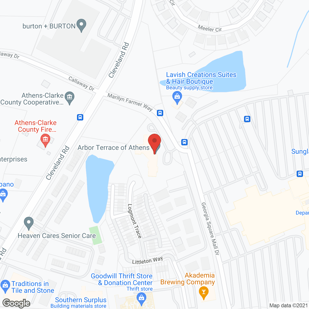 Map of the neighborhood around Arbor Terrace Athens