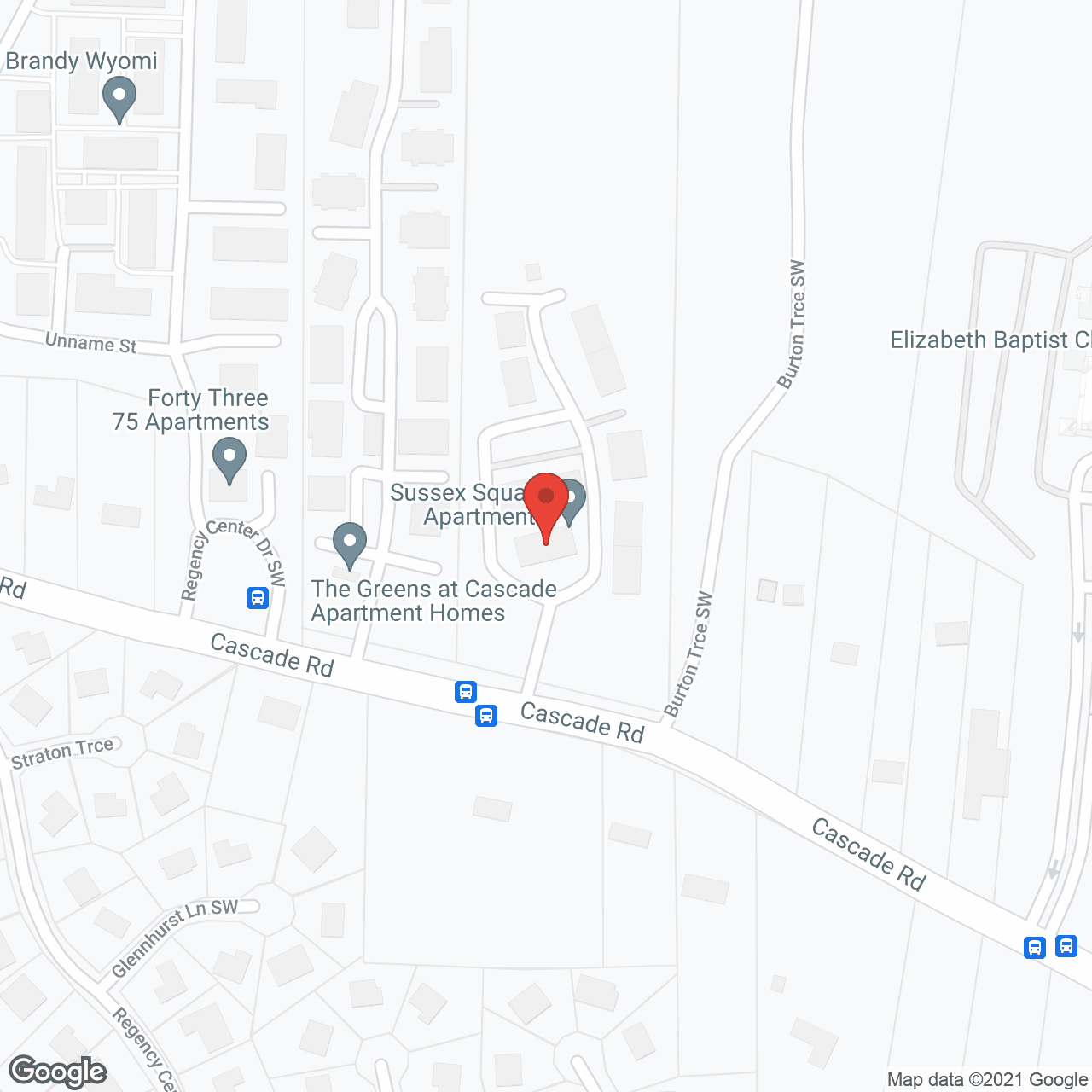 Map of the neighborhood around Sussex Square Apartments