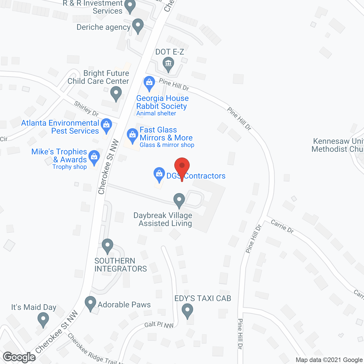 Map of the neighborhood around Daybreak Village Senior Living