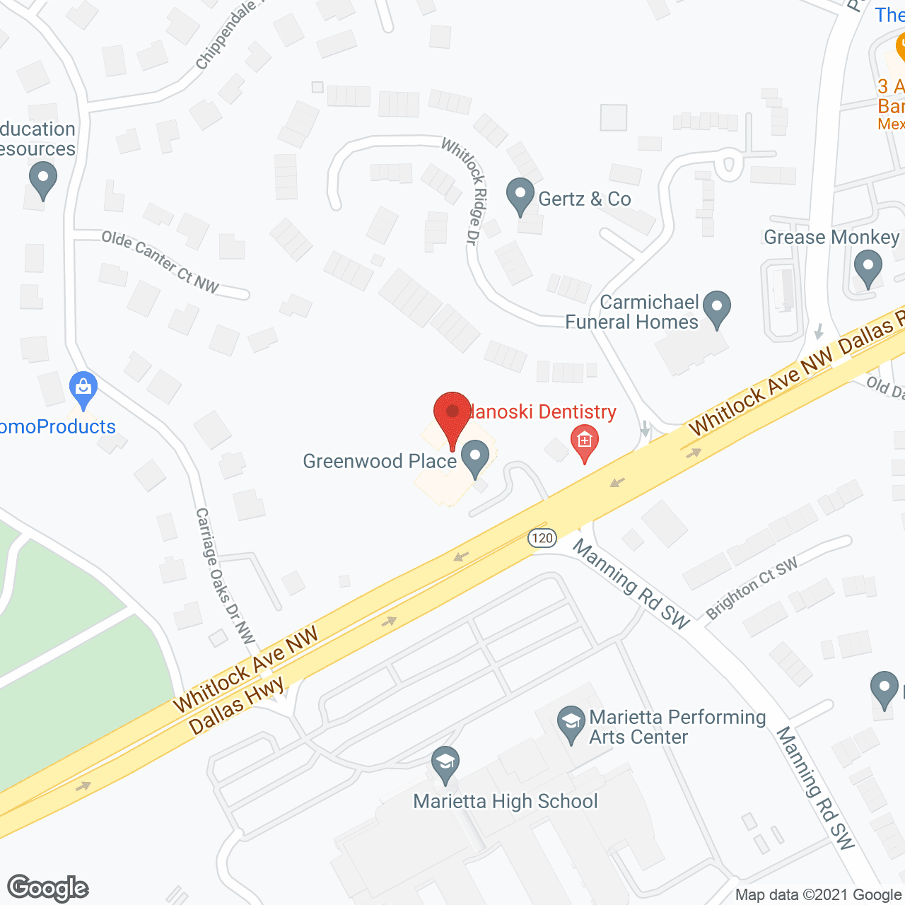 Map of the neighborhood around Greenwood Place