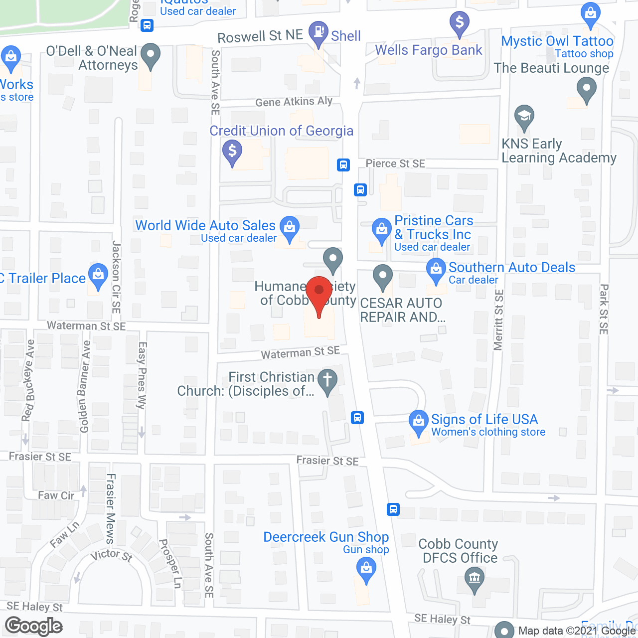 Map of the neighborhood around Azalea Manor