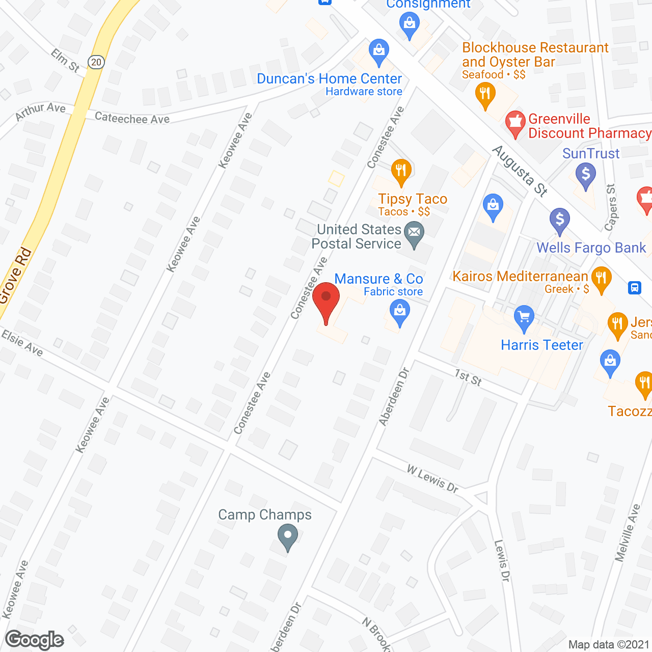 Map of the neighborhood around Sarah Simpson Gossett Home Inc