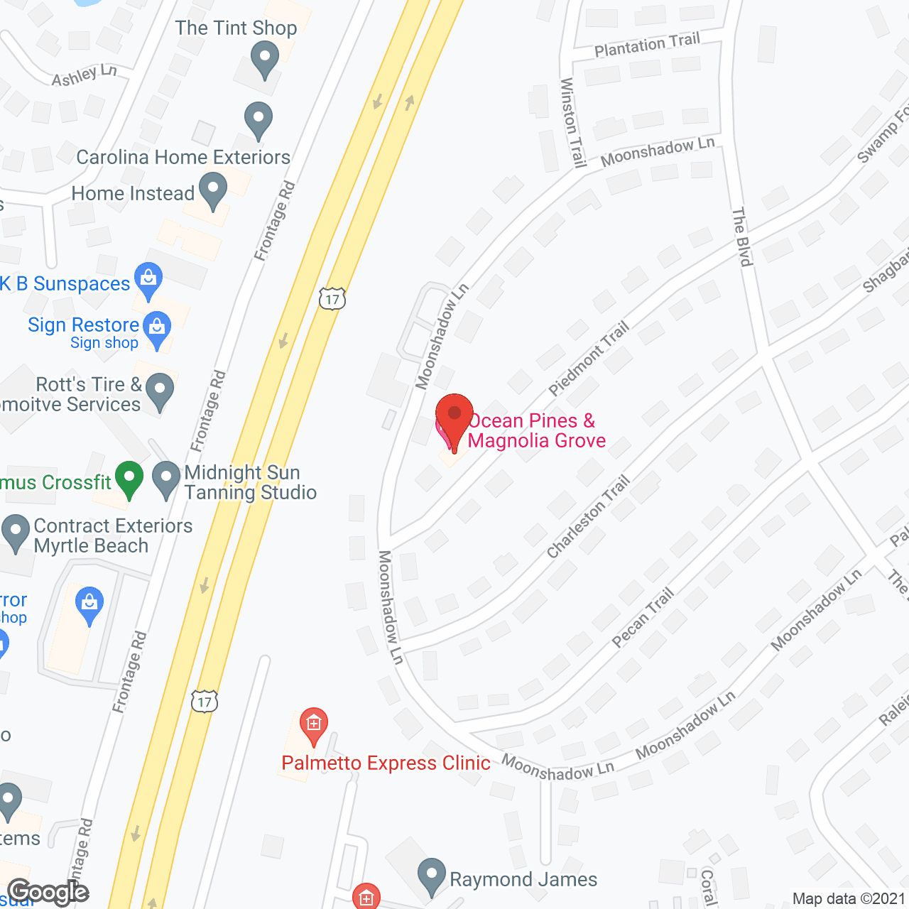 Map of the neighborhood around Jensen's Magnolia Grove